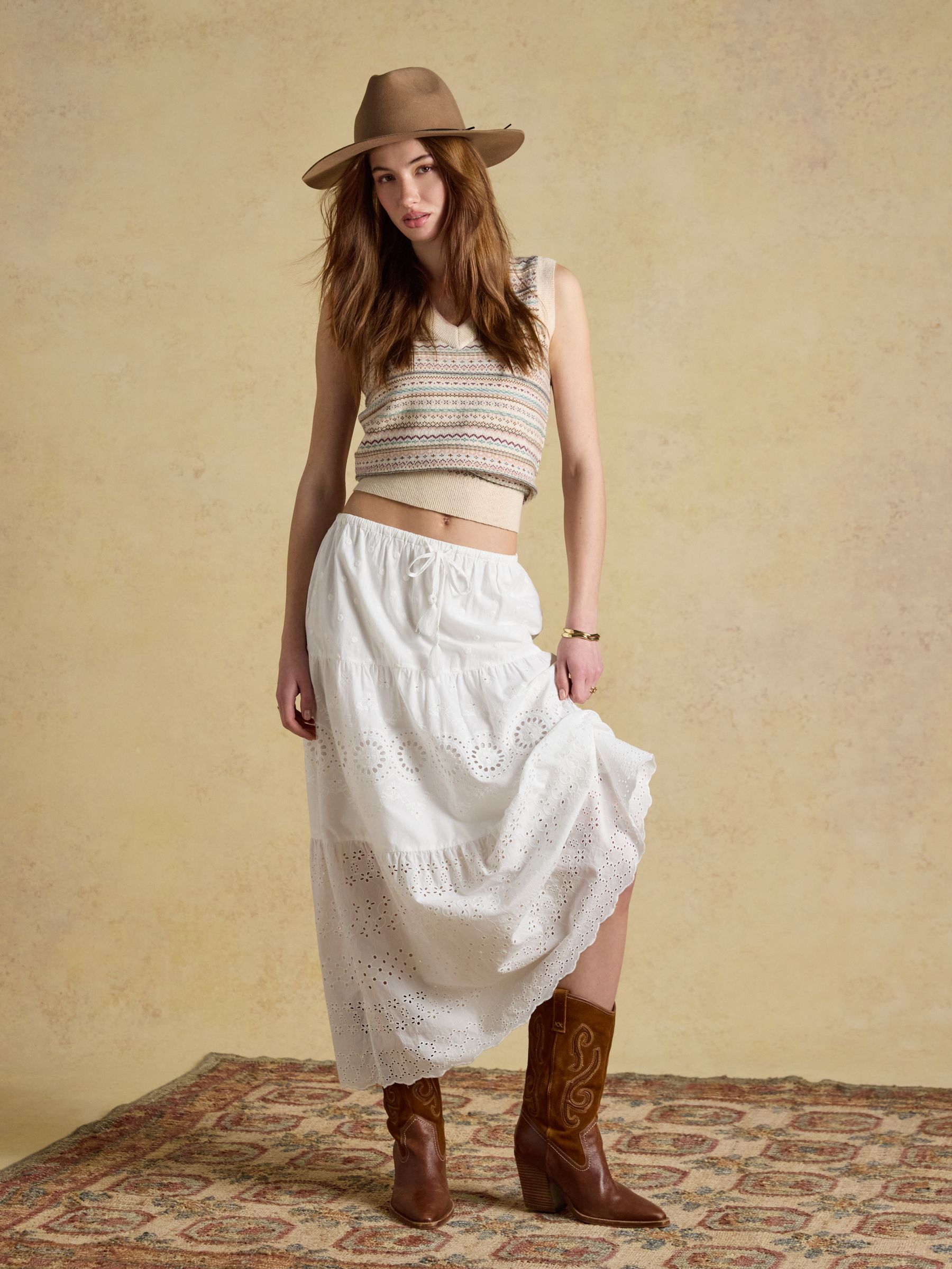 Oat Cotton Rich V-Neck Knitted Vest - Image 3 of 9