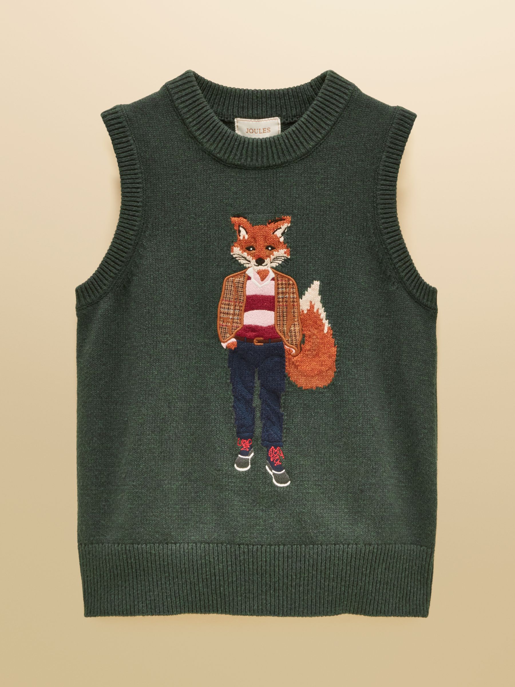 Jonty Fox Green Crew Neck Cotton Blend Knitted Vest - Image 7 of 7