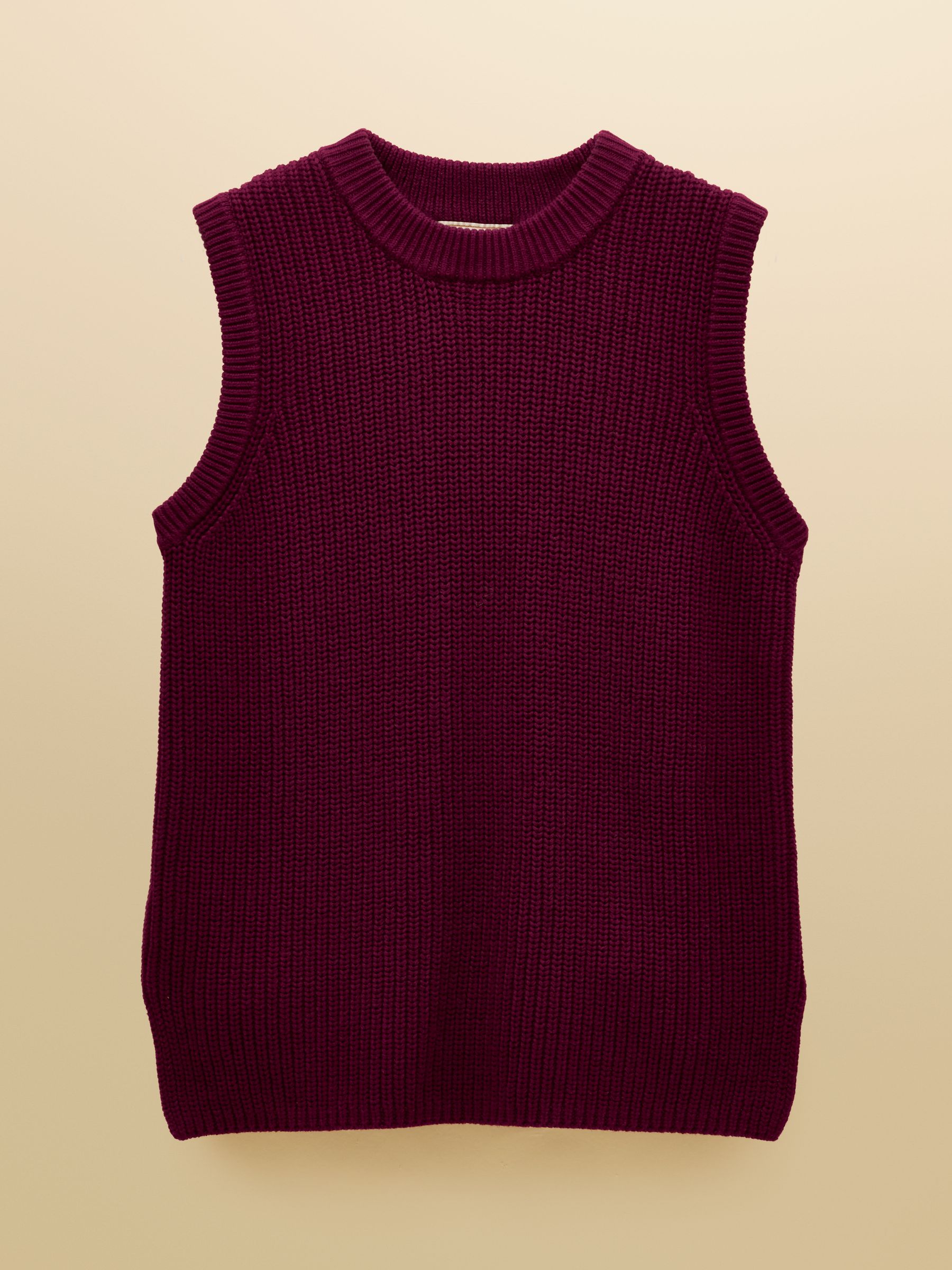Burgundy Red Crew Neck Ribbed Knitted Vest - Image 7 of 7 Burgundy Red Crew Neck Ribbed Knitted Vest - Image 7 of 7