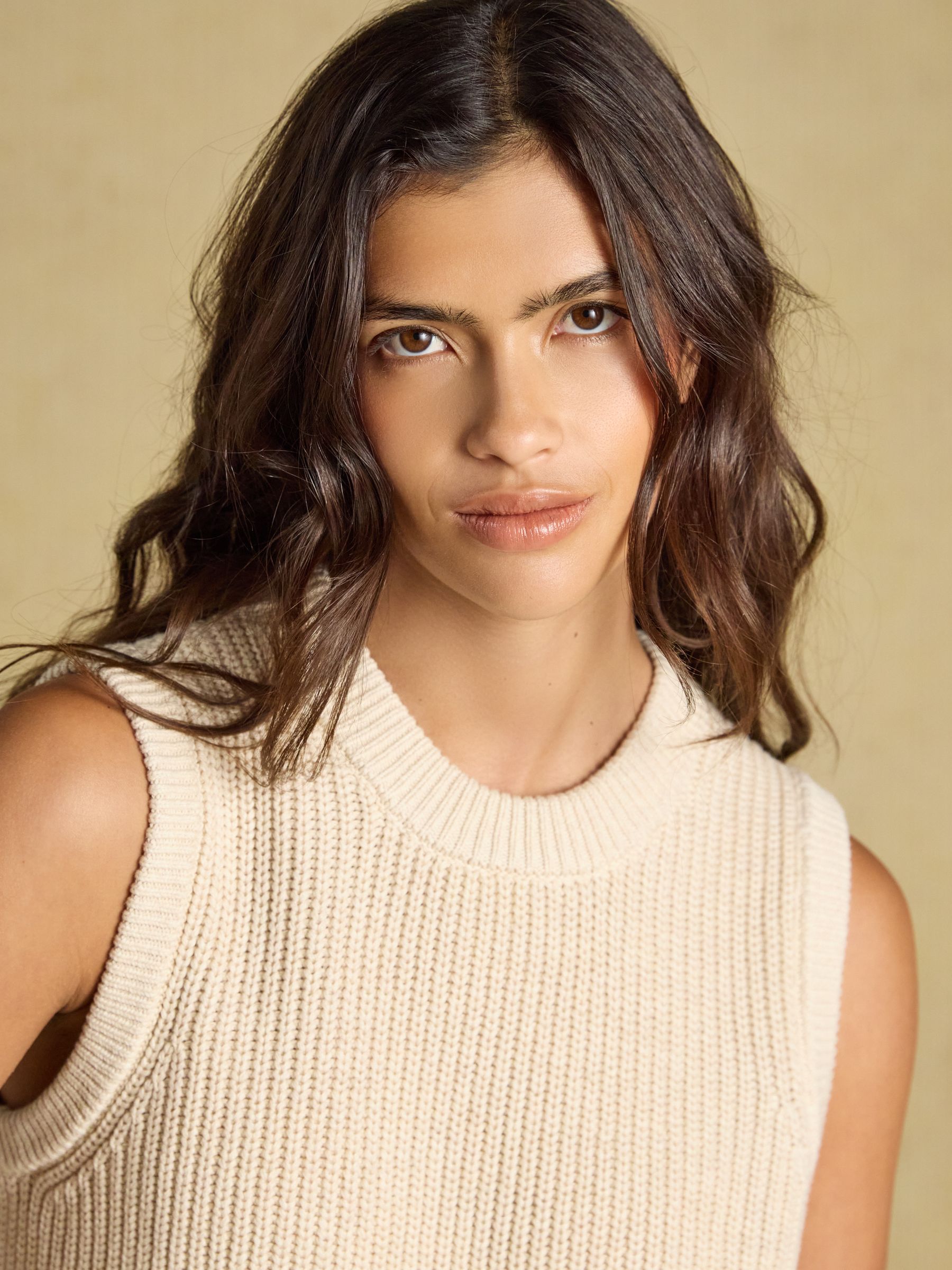 Oatmeal Crew Neck Ribbed Knitted Vest - Image 3 of 7