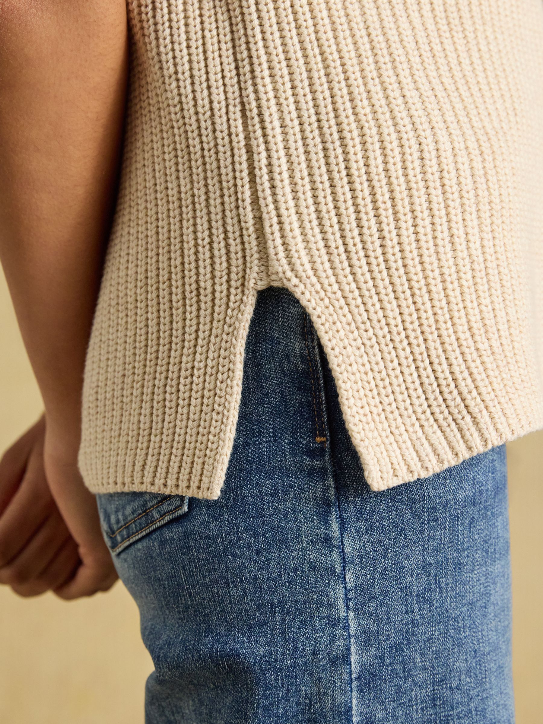 Oatmeal Crew Neck Ribbed Knitted Vest - Image 5 of 7
