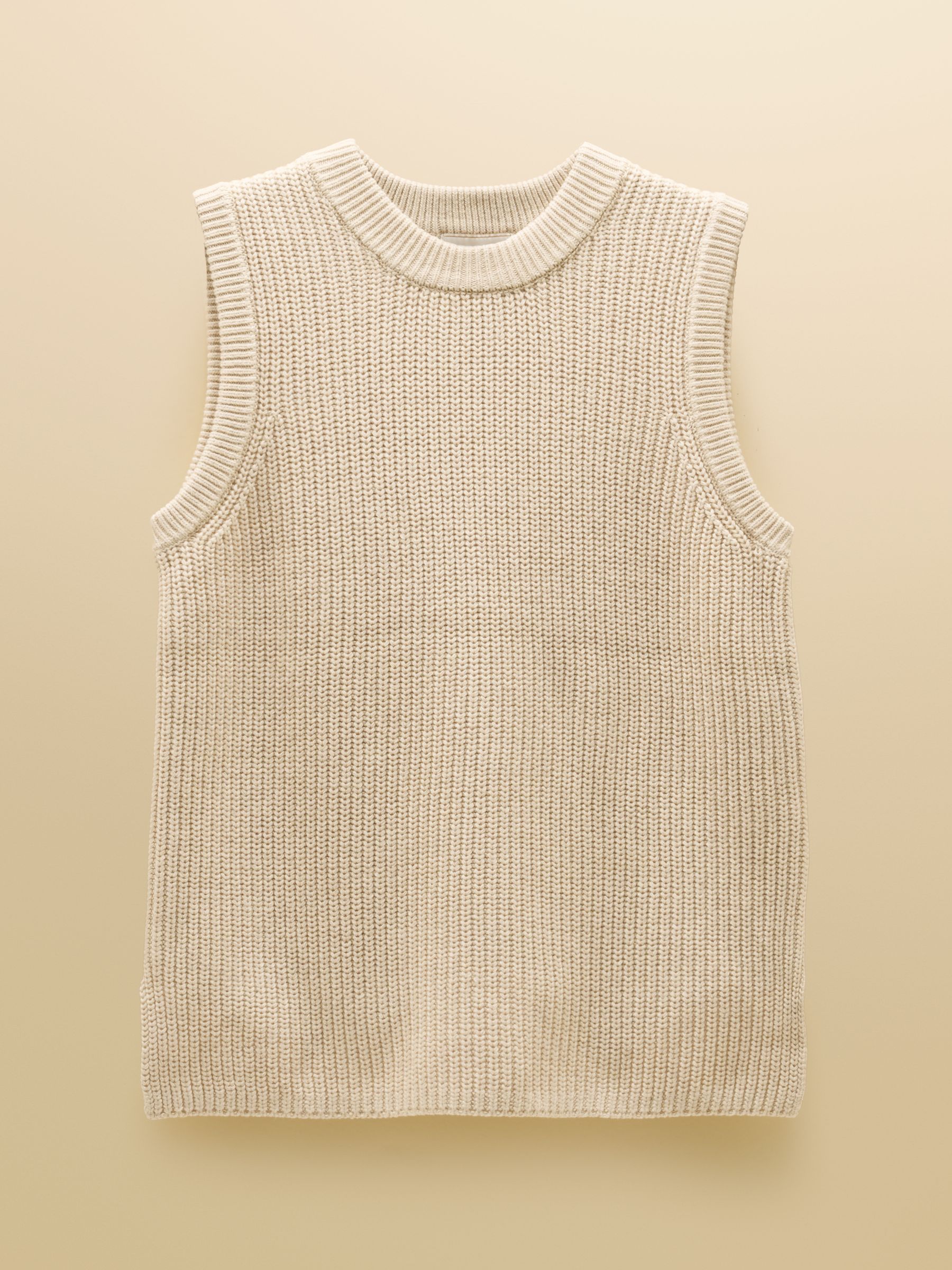 Oatmeal Crew Neck Ribbed Knitted Vest - Image 7 of 7 Oatmeal Crew Neck Ribbed Knitted Vest - Image 7 of 7