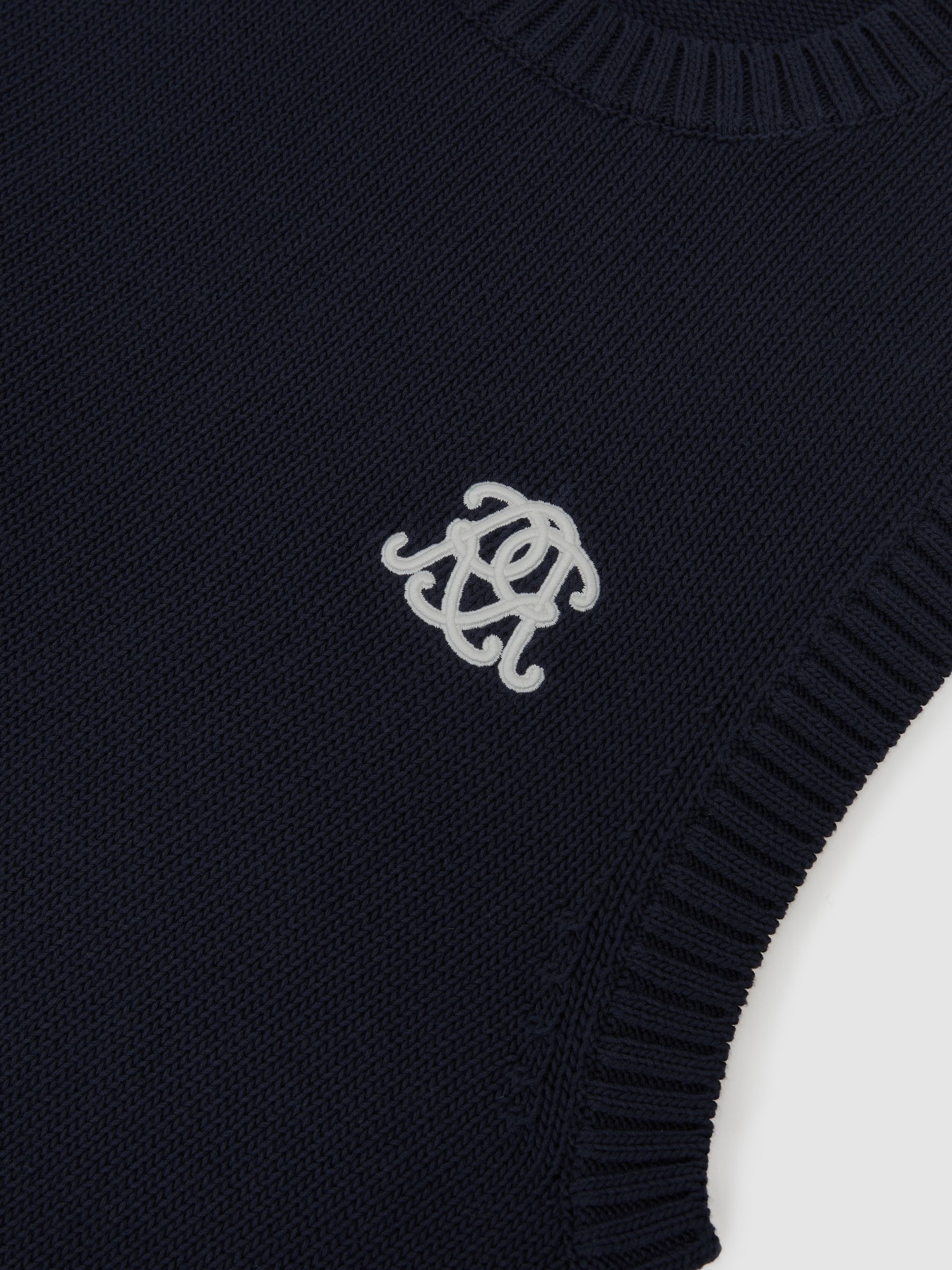 Monogram Embroidered Relaxed Knit Vest in Navy - image 3