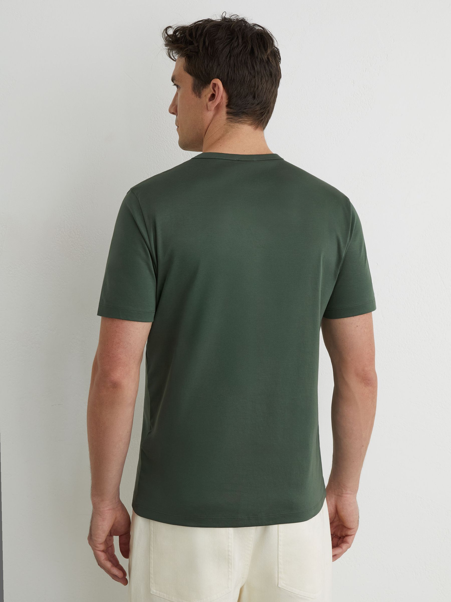 Mercerised-Cotton Tailored-Fit T-Shirt in Kale Green - Image 4 of 5