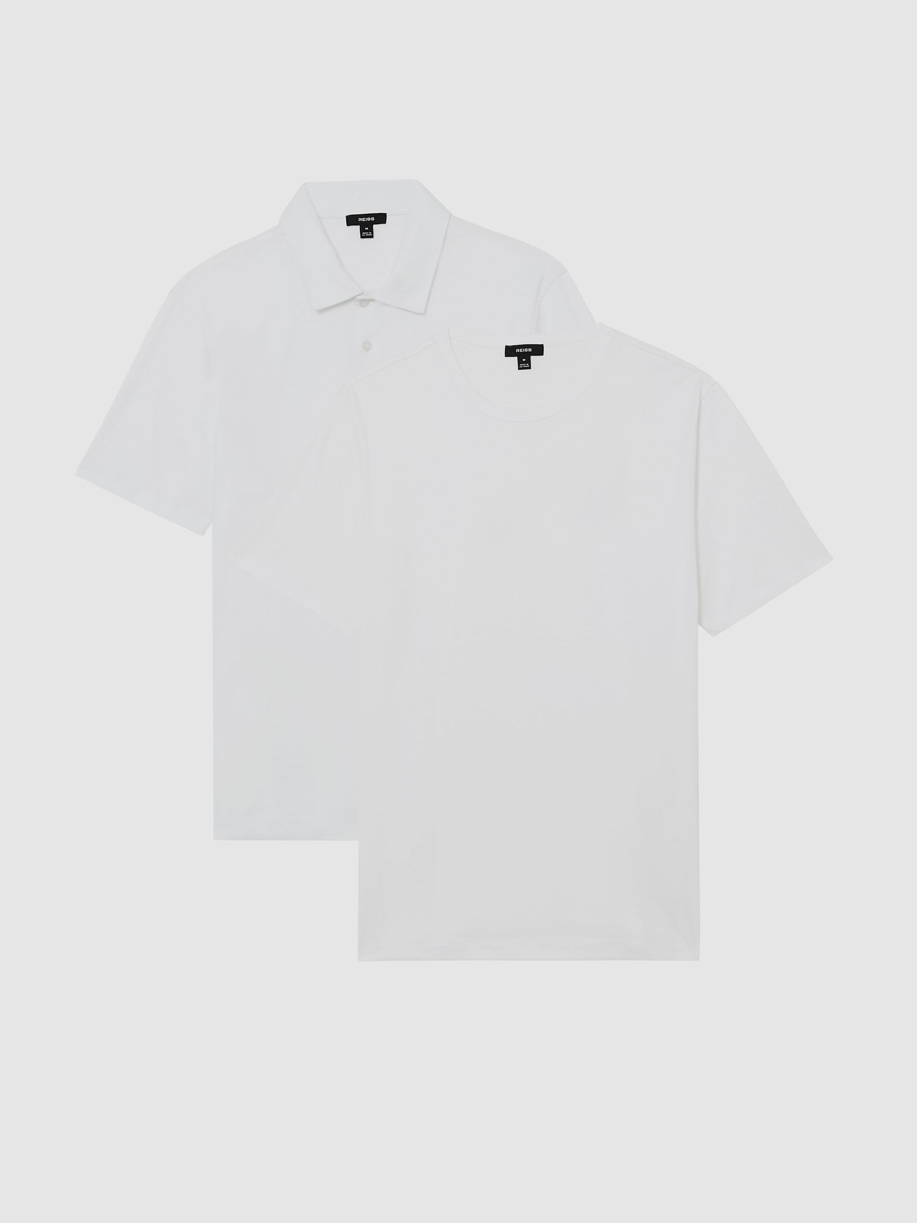 Airwater-Cotton T-Shirt and Polo Shirt 2-Pack in White - Image 1 of 2