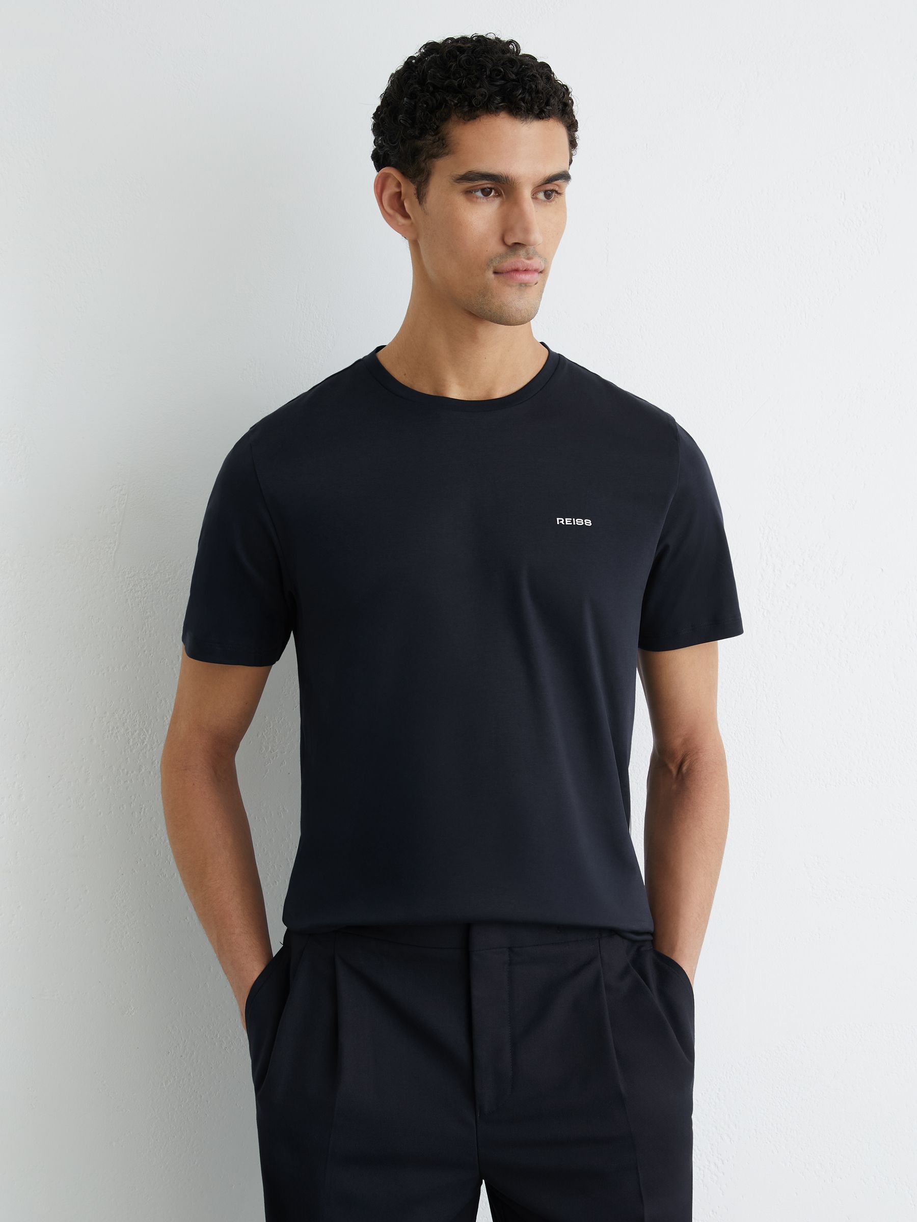 Cotton Logo Crew-Neck T-shirt in Navy - image 2