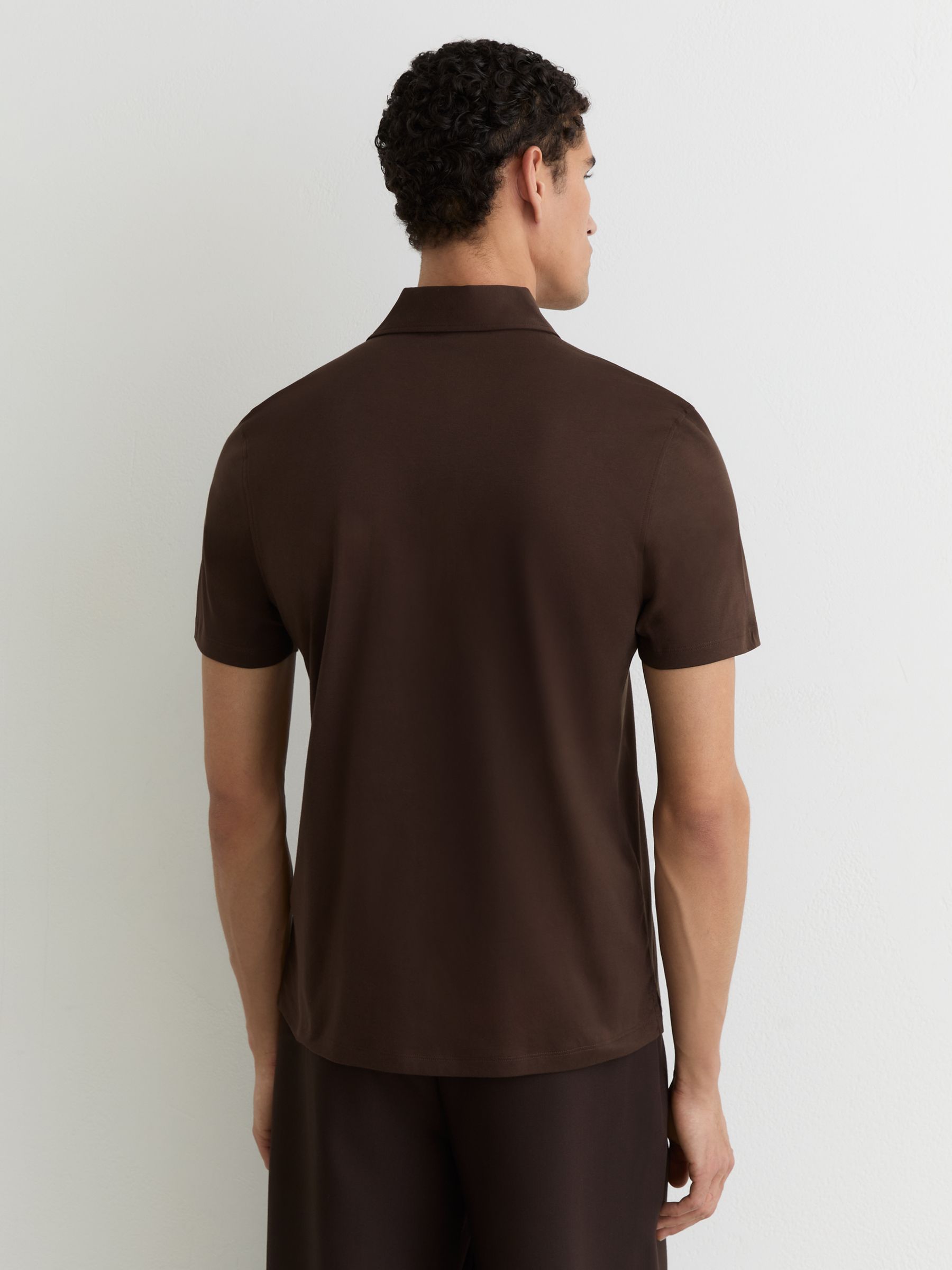 Air-Water Cotton Polo Shirt in Brown - Image 5 of 6