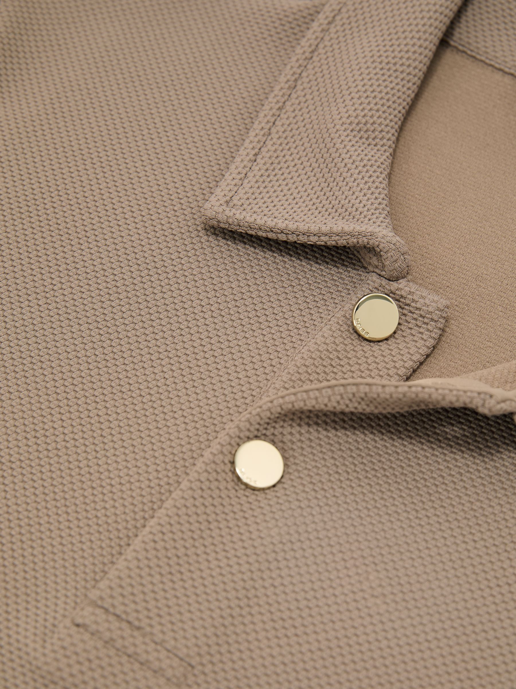 Textured Half-Button Polo Shirt in Camel Brown - image 4