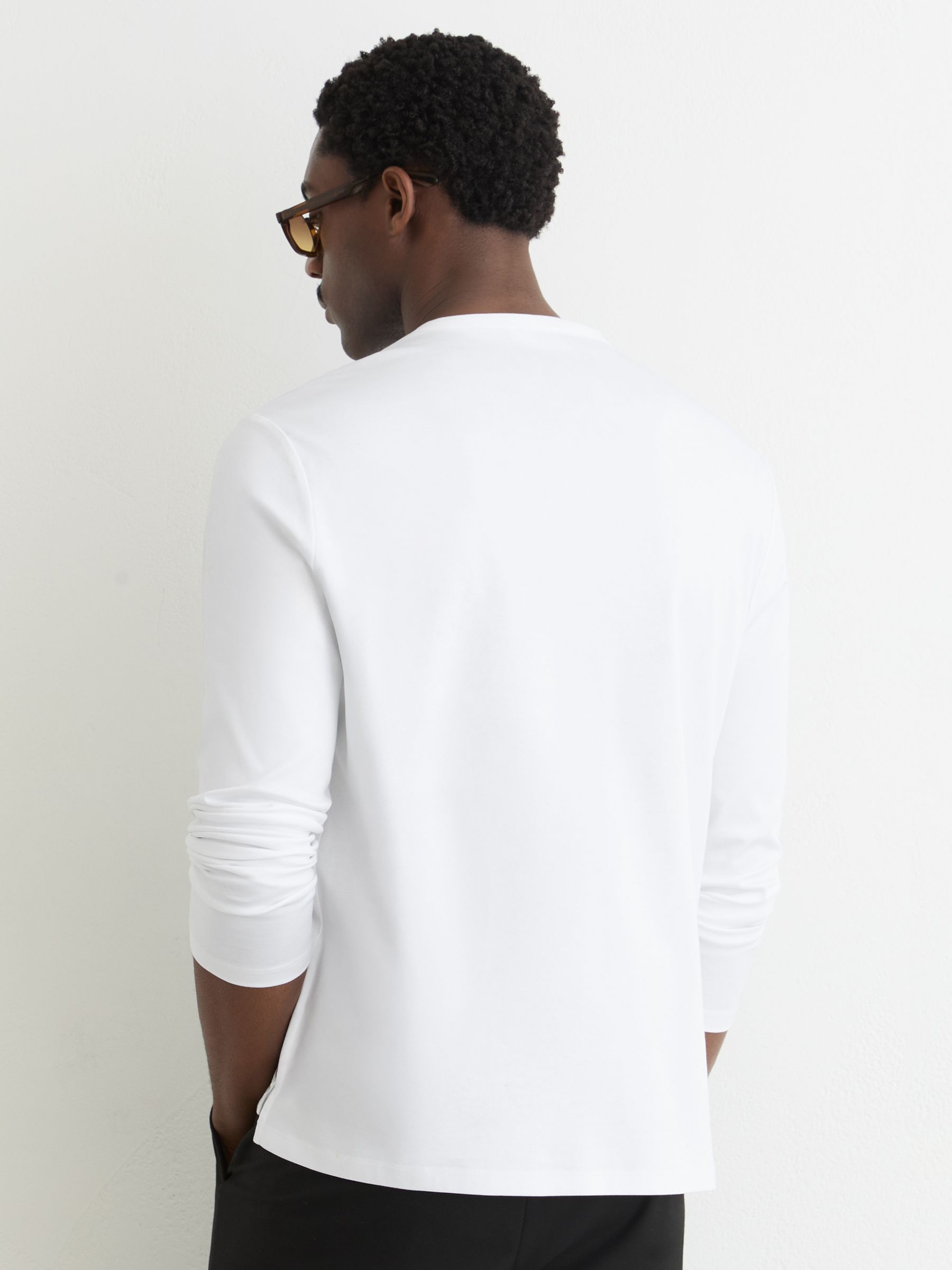 Airwater-Cotton Jersey Henley T-Shirt in White - image 4