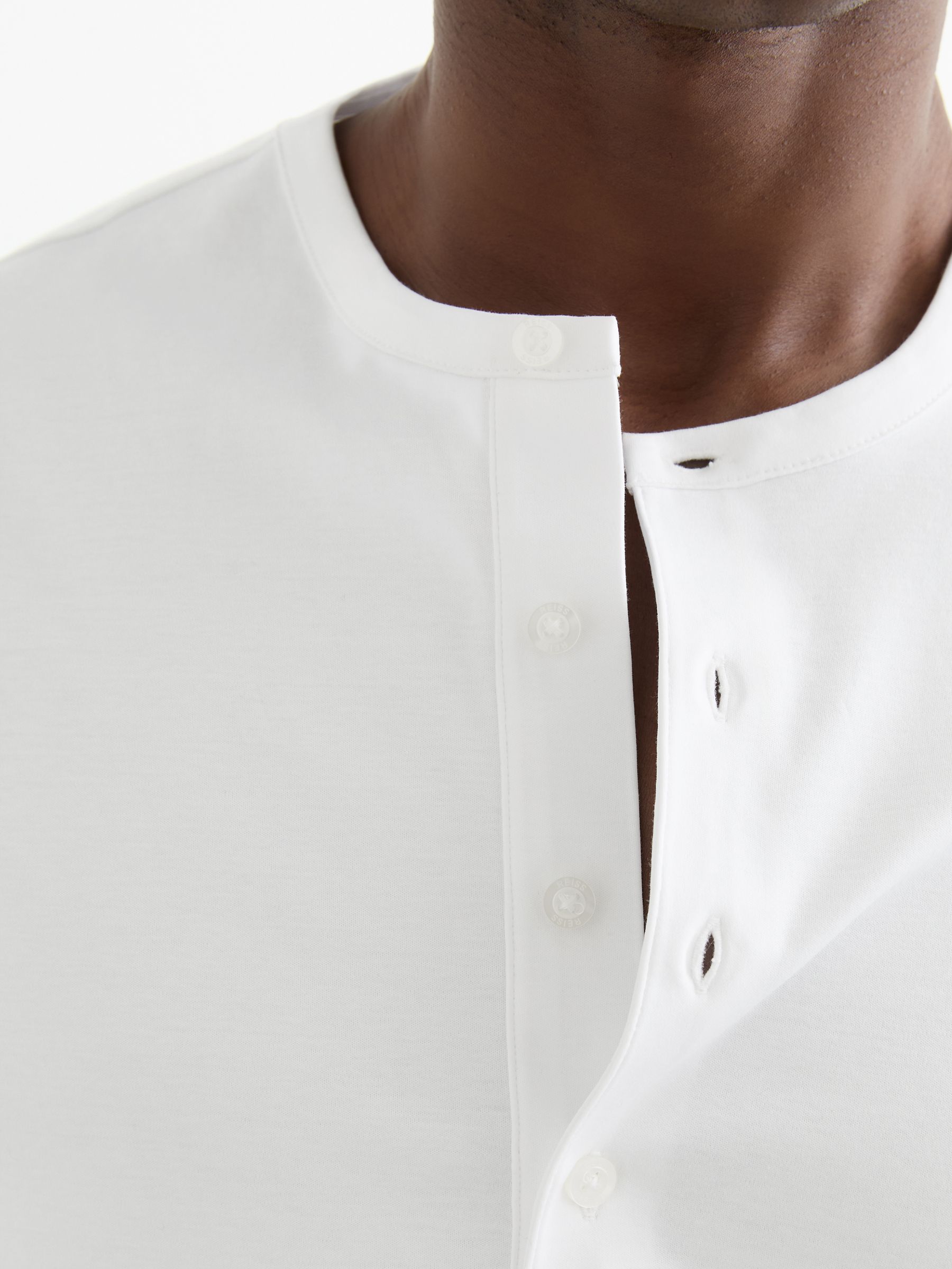 Airwater-Cotton Jersey Henley T-Shirt in White - image 5