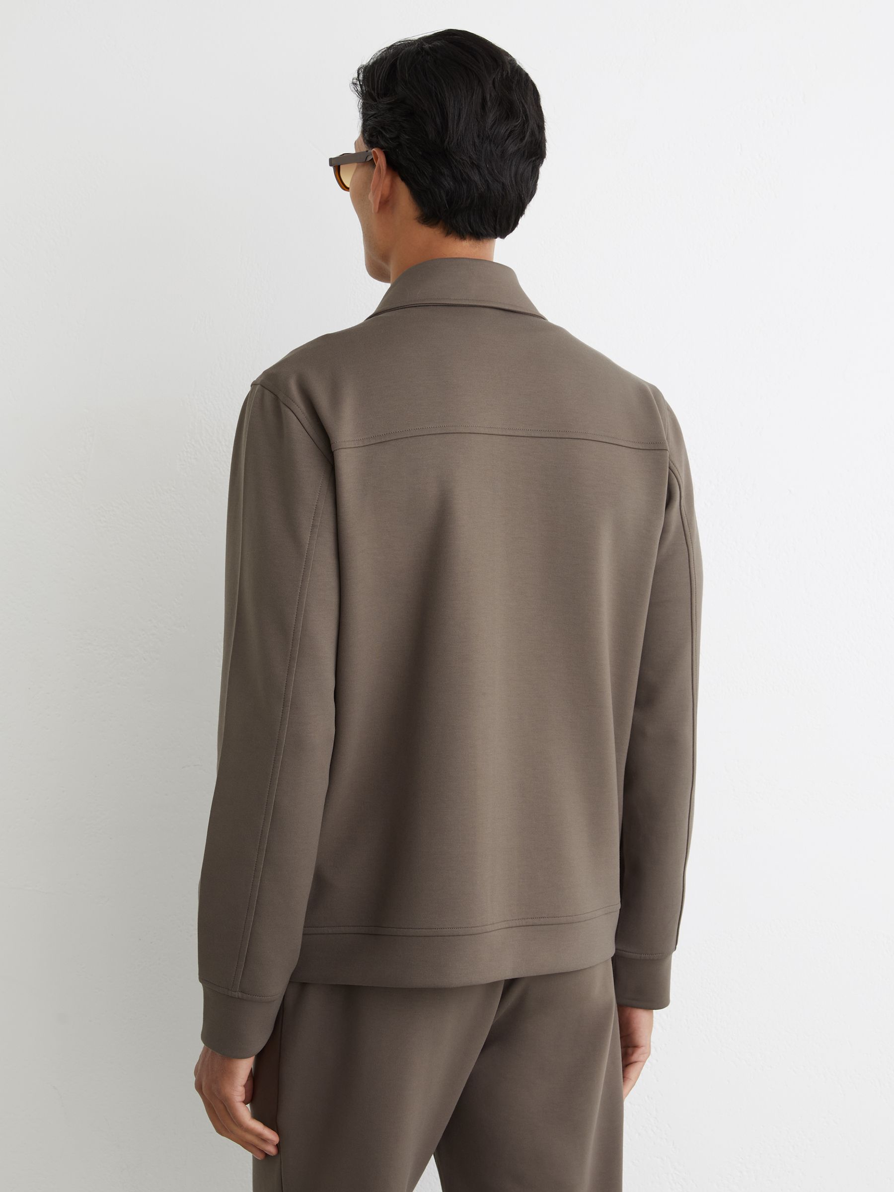 Premium Interlock Zip-Through Overshirt in Light Brown - image 4