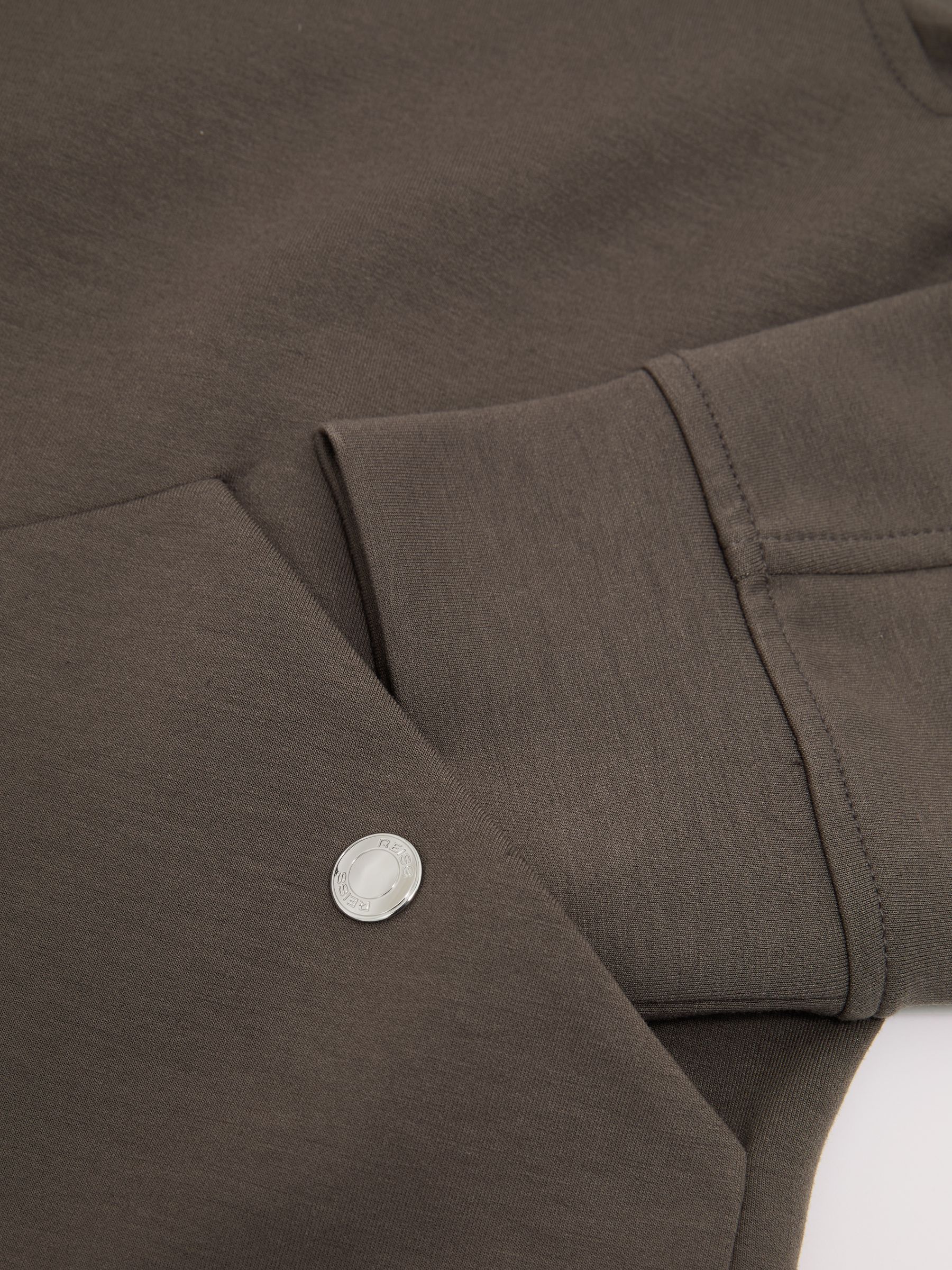 Premium Interlock Zip-Through Overshirt in Light Brown - Image 7 of 7