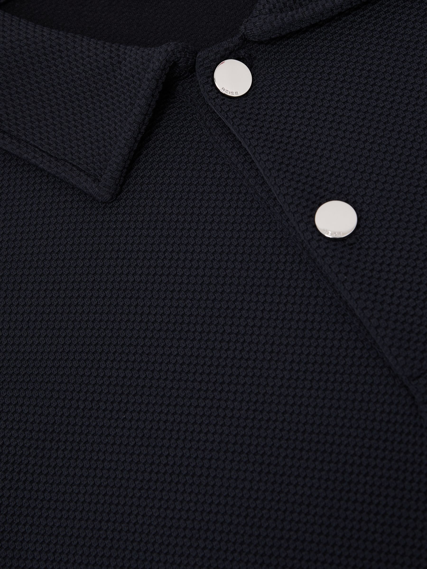 Textured Half-Button Polo Shirt in Navy - image 3
