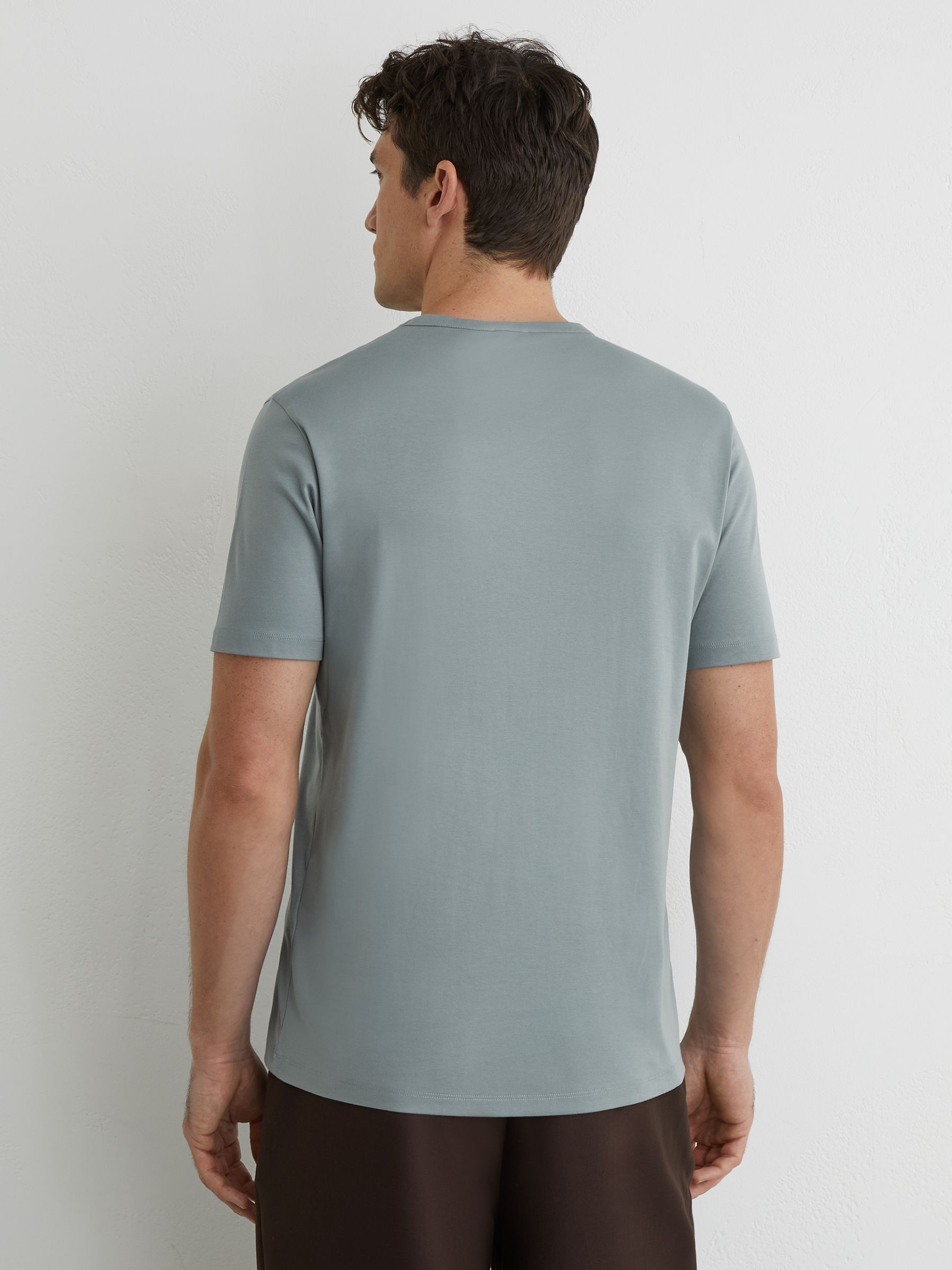 Mercerised-Cotton Crew-Neck T-Shirt in Steel Blue - Image 5 of 6
