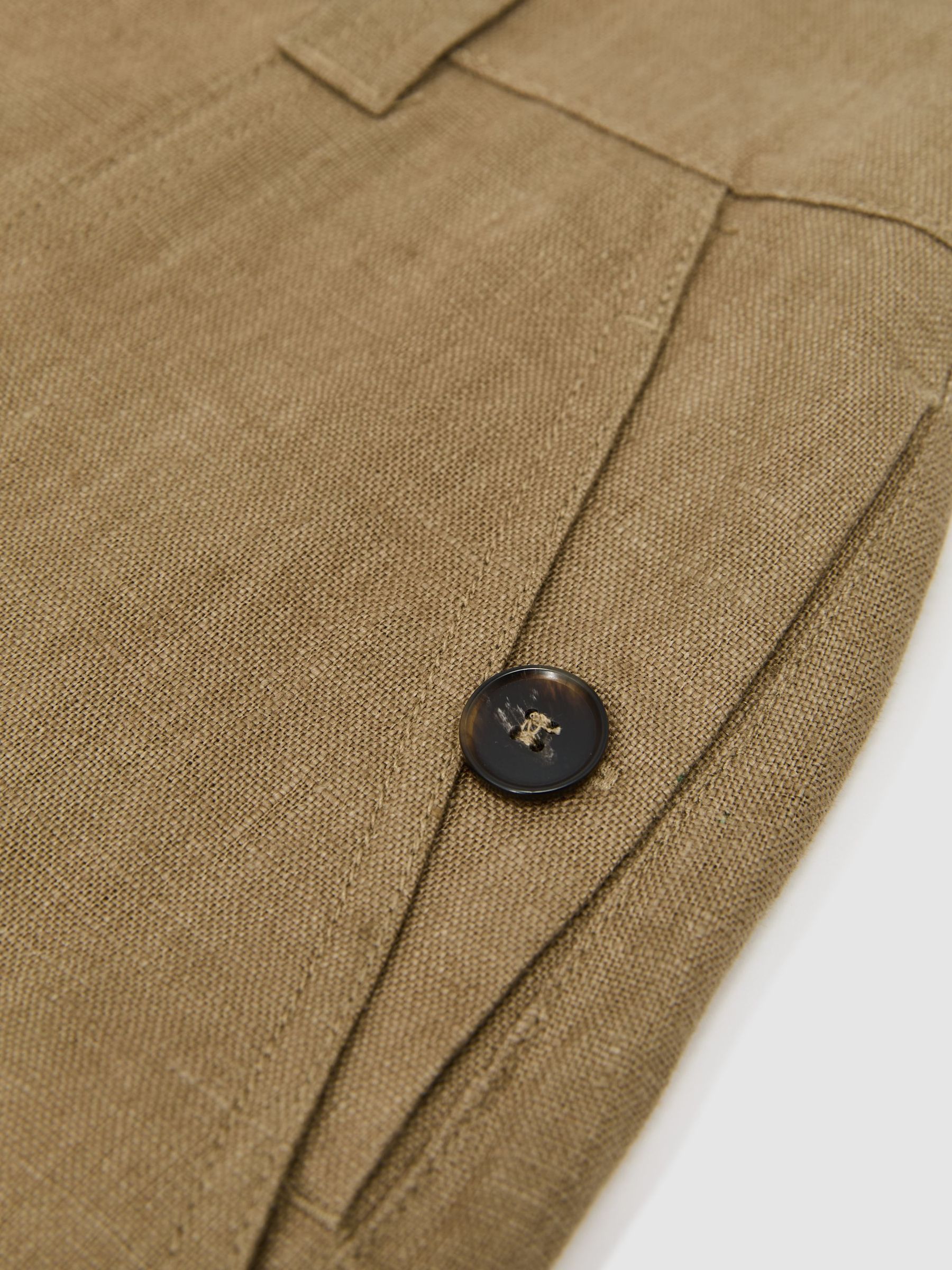 Petite Linen Wide-Leg Trousers in Light Khaki Green - Image 7 of 8