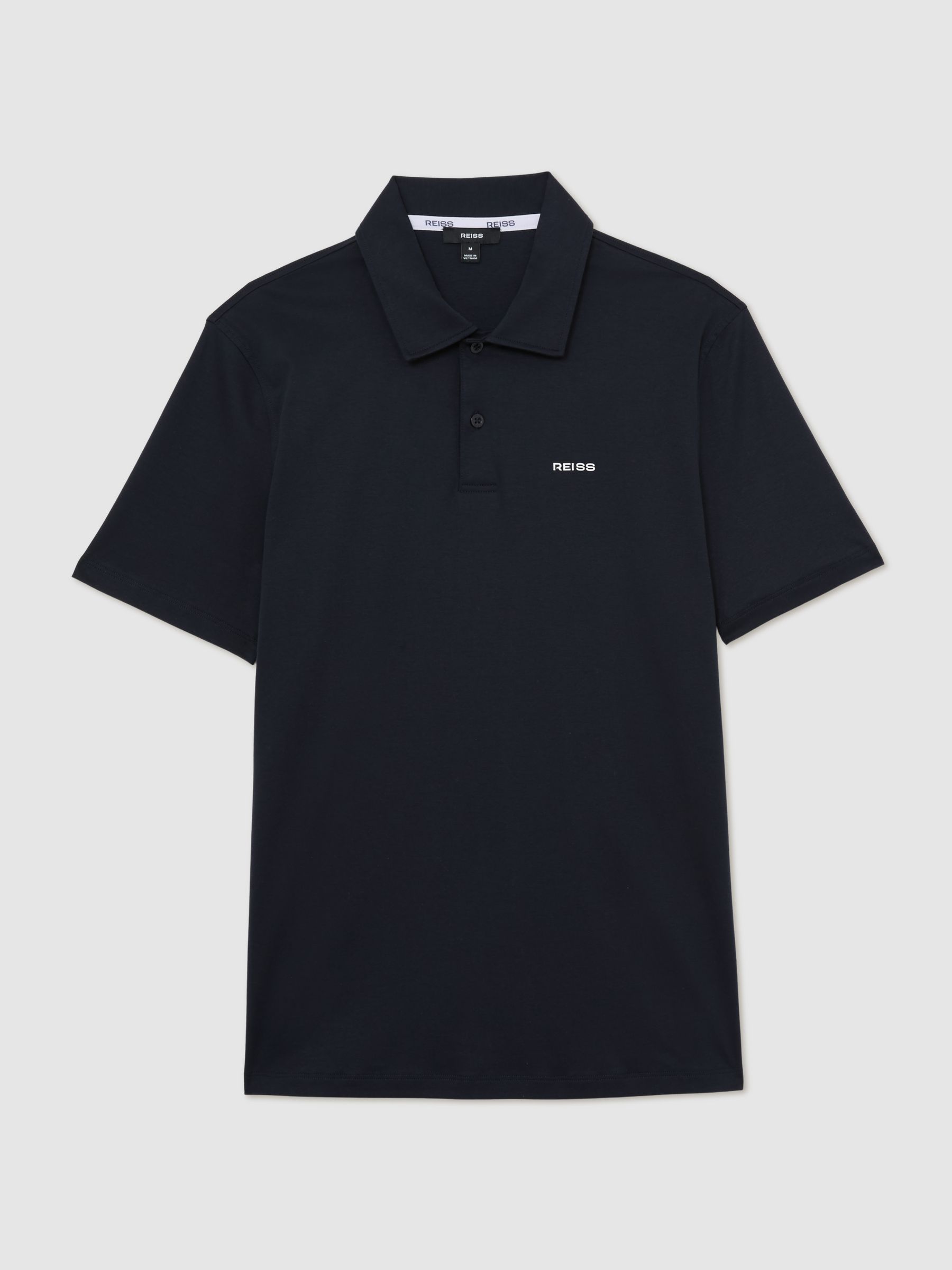 Airwater-Cotton Logo Polo Shirt in Navy - Image 2 of 6