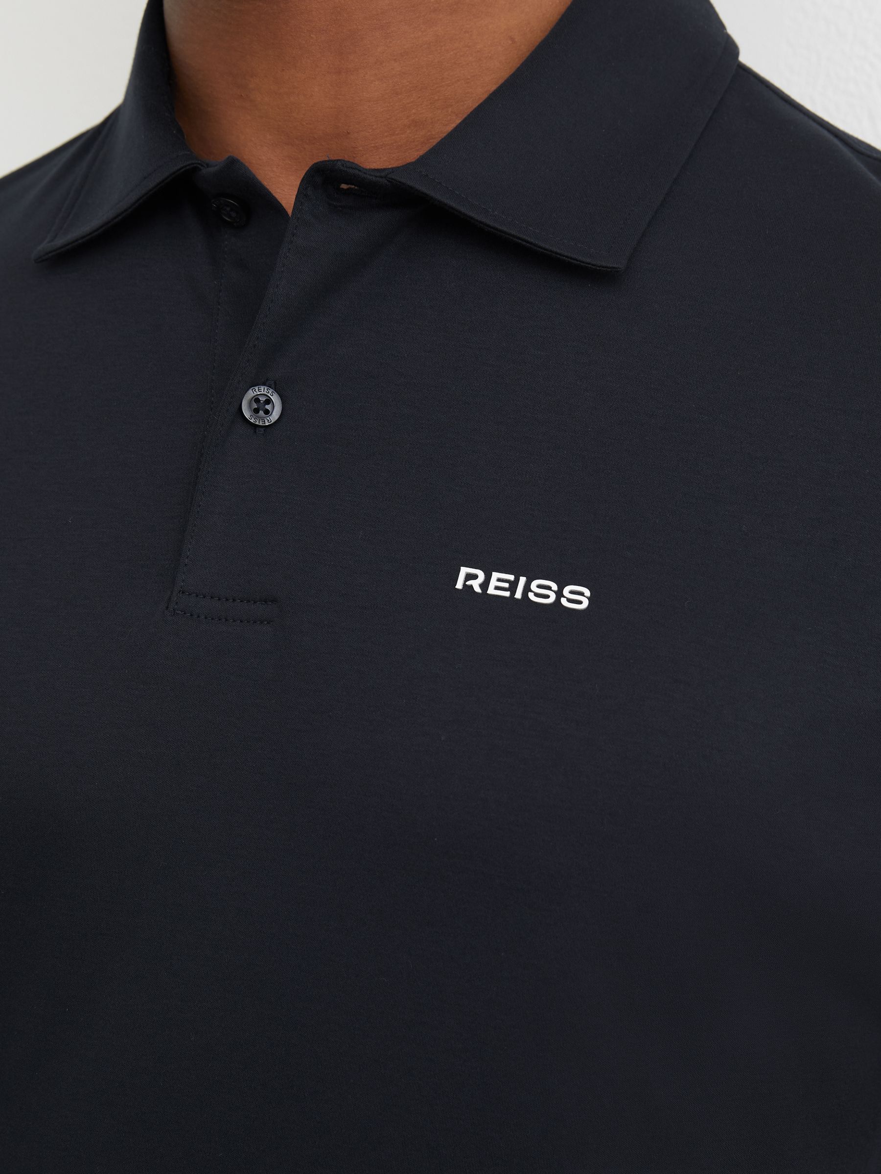 Airwater-Cotton Logo Polo Shirt in Navy - Image 4 of 6