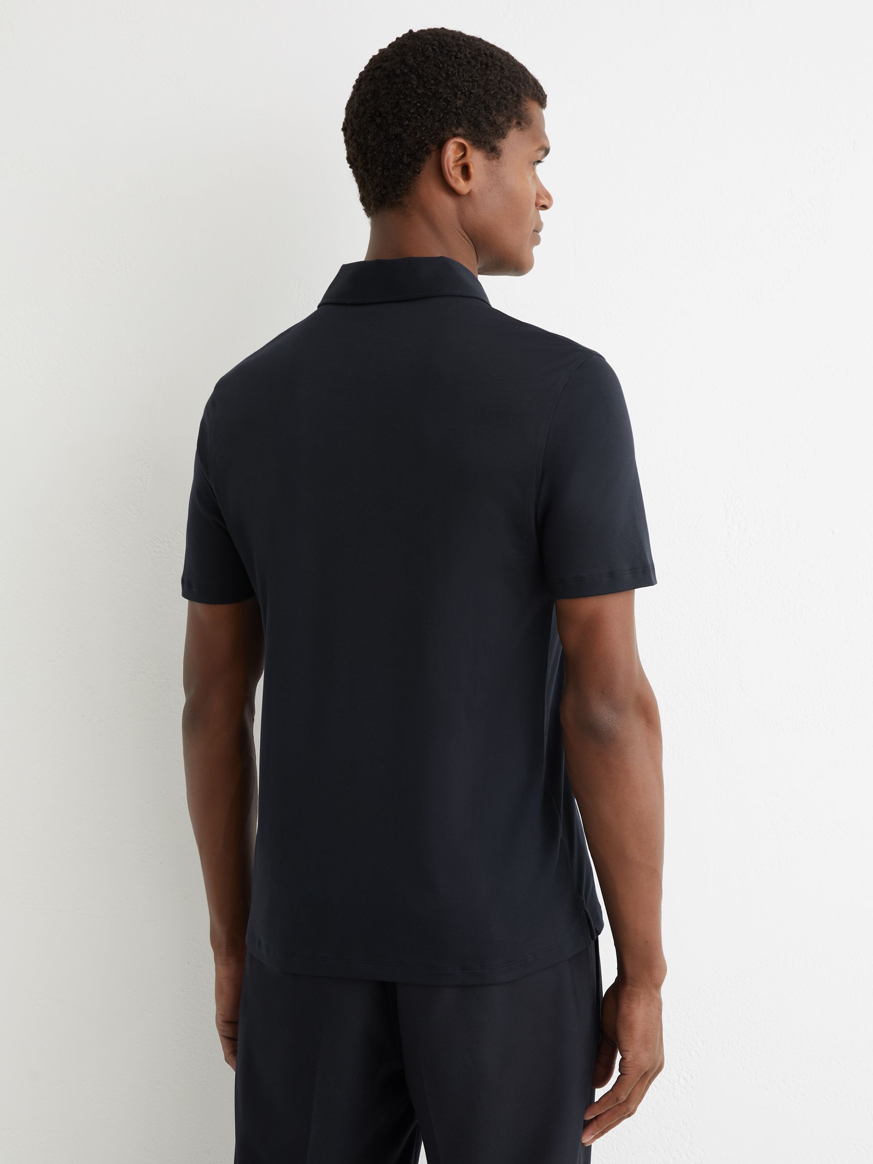 Airwater-Cotton Logo Polo Shirt in Navy - Image 5 of 6