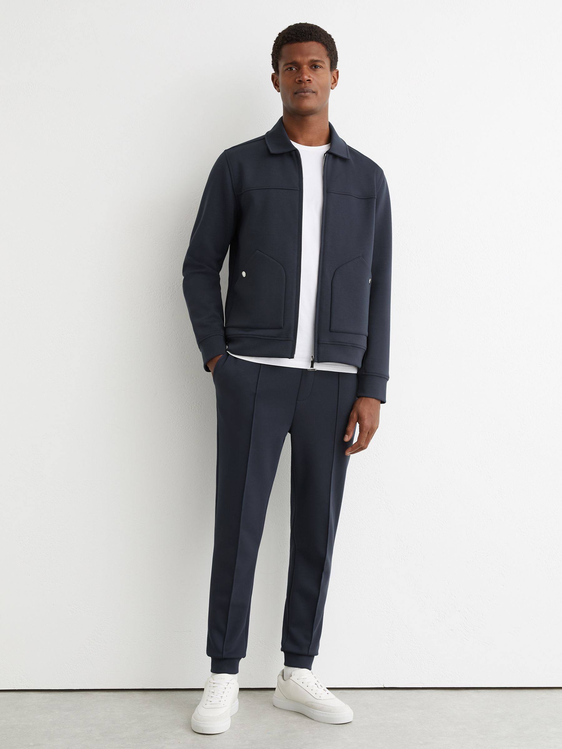 Premium Interlock Zip-Through Overshirt in Airforce Blue - Image 3 of 7