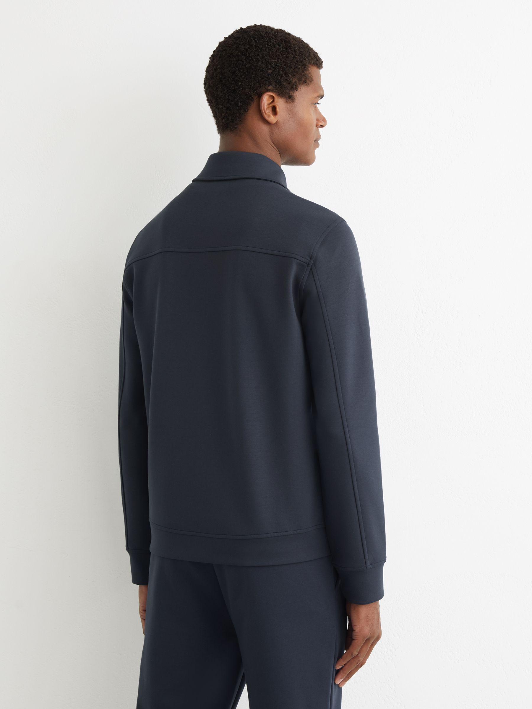 Premium Interlock Zip-Through Overshirt in Airforce Blue - Image 5 of 7
