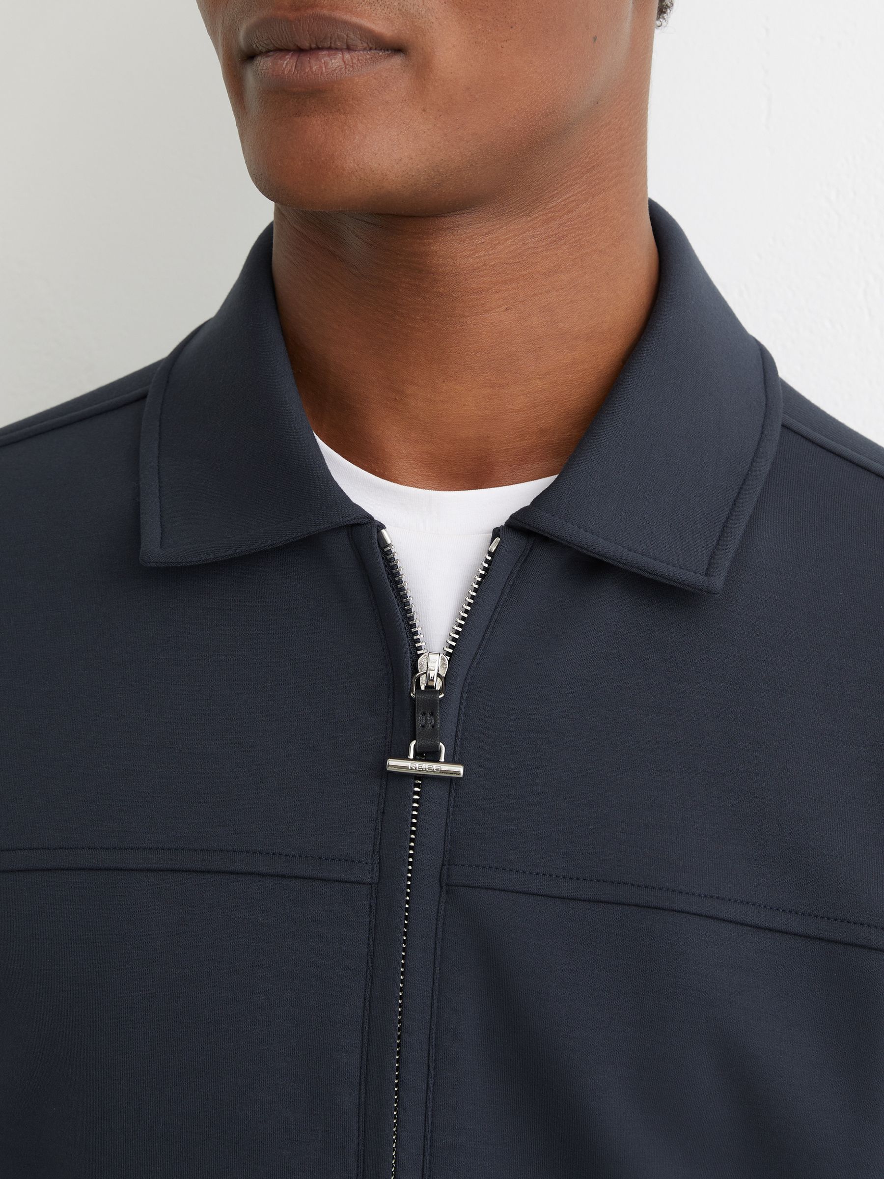 Premium Interlock Zip-Through Overshirt in Airforce Blue - Image 6 of 7