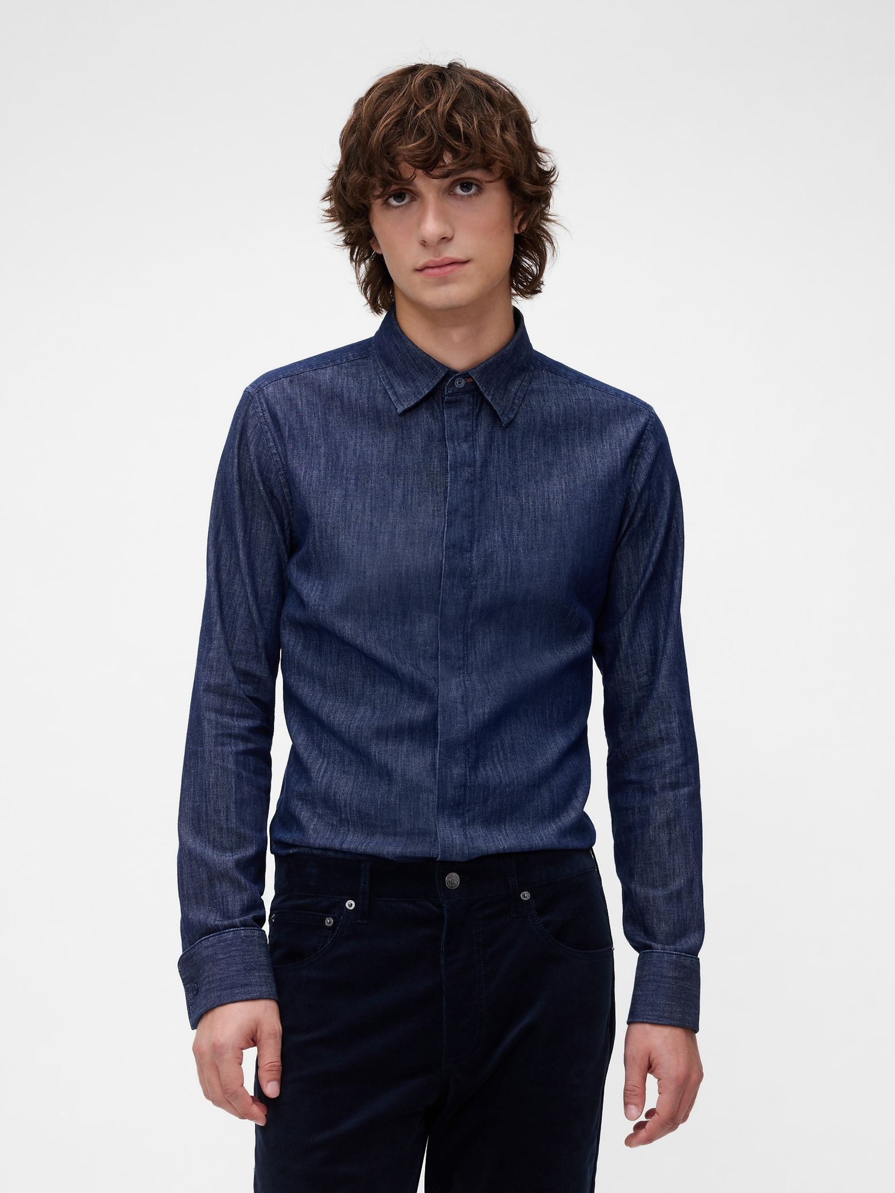 GapStudio Blue Chambray Shirt - Image 1 of 6