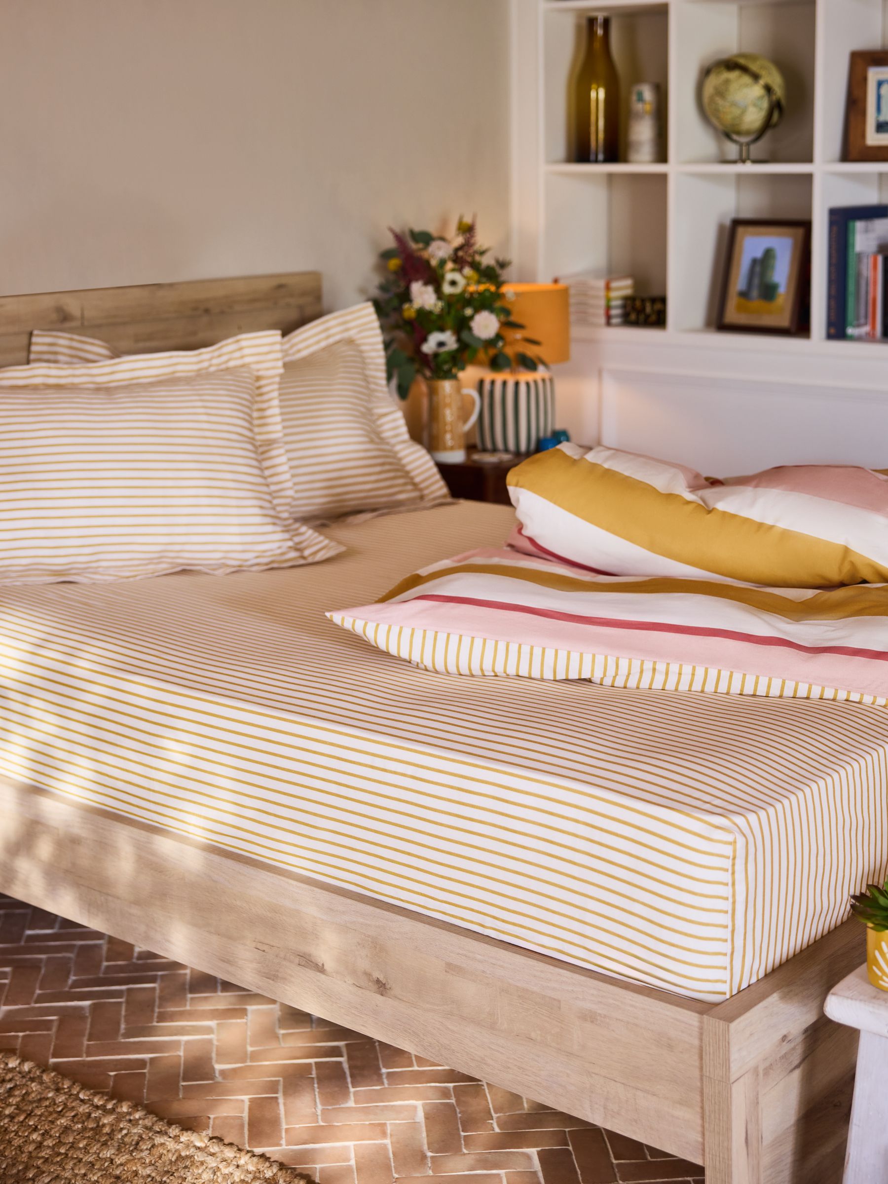 Ochre Stripe Fitted Sheet - Image 1 of 3