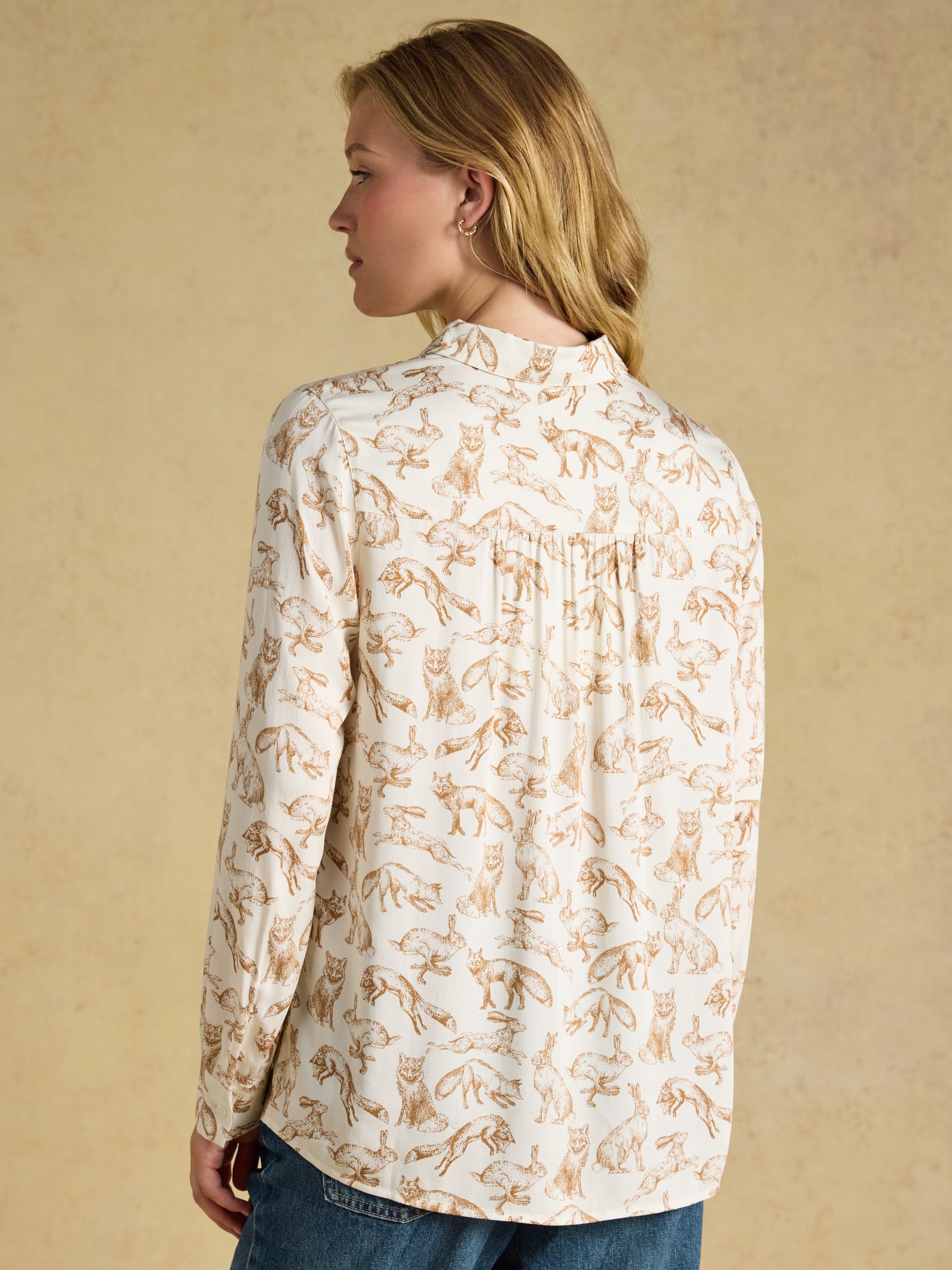 Elvina Cream Equestrian Print Satin Shirt - Image 2 of 7