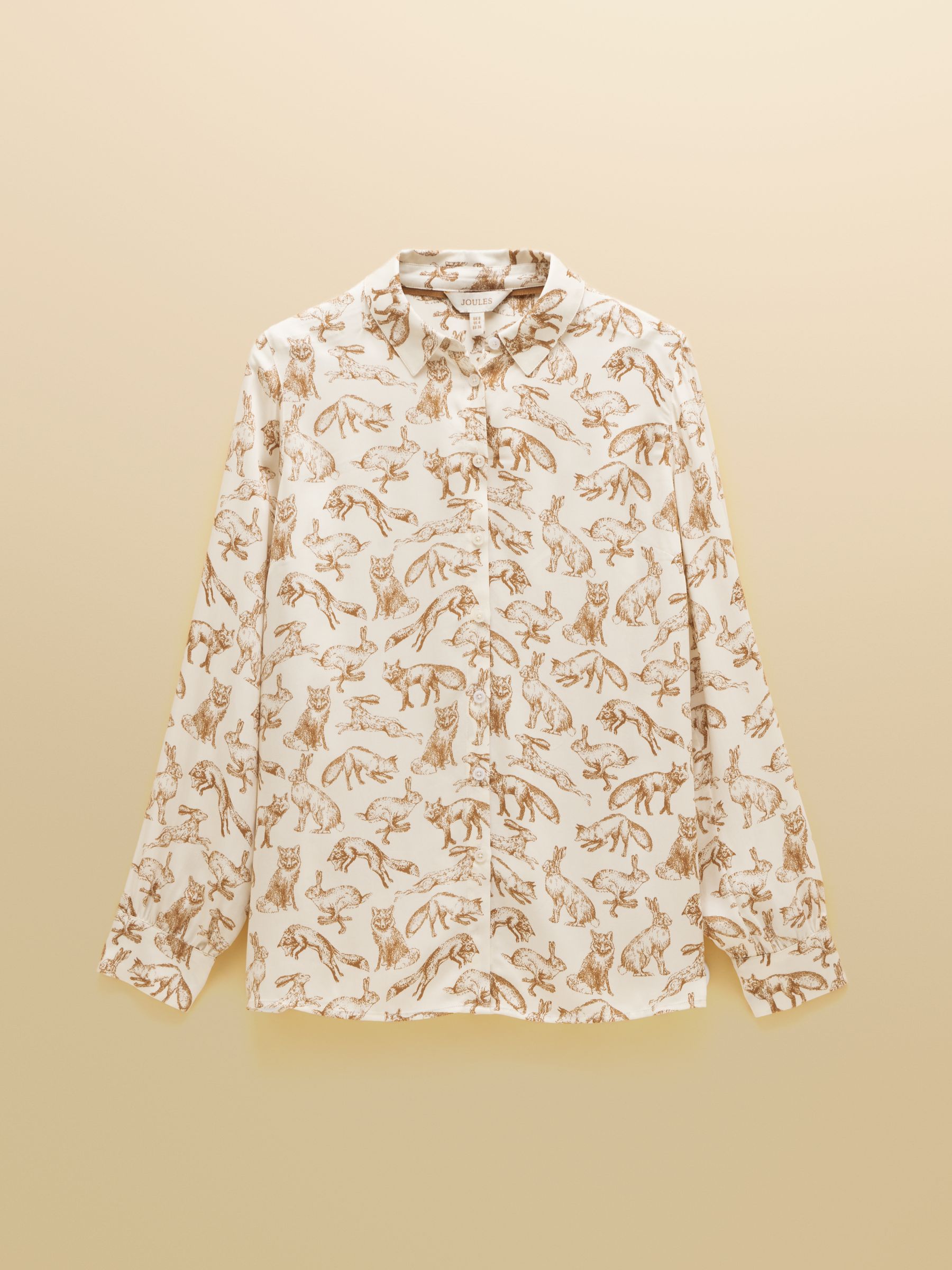 Elvina Cream Equestrian Print Satin Shirt - Image 7 of 7 Elvina Cream Equestrian Print Satin Shirt - Image 7 of 7