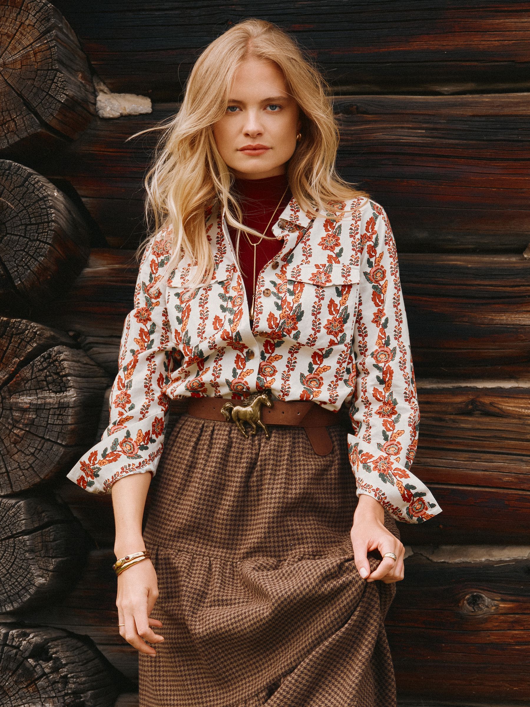 Evelyn Cream Floral Boxy Fit Shirt - Image 1 of 8
