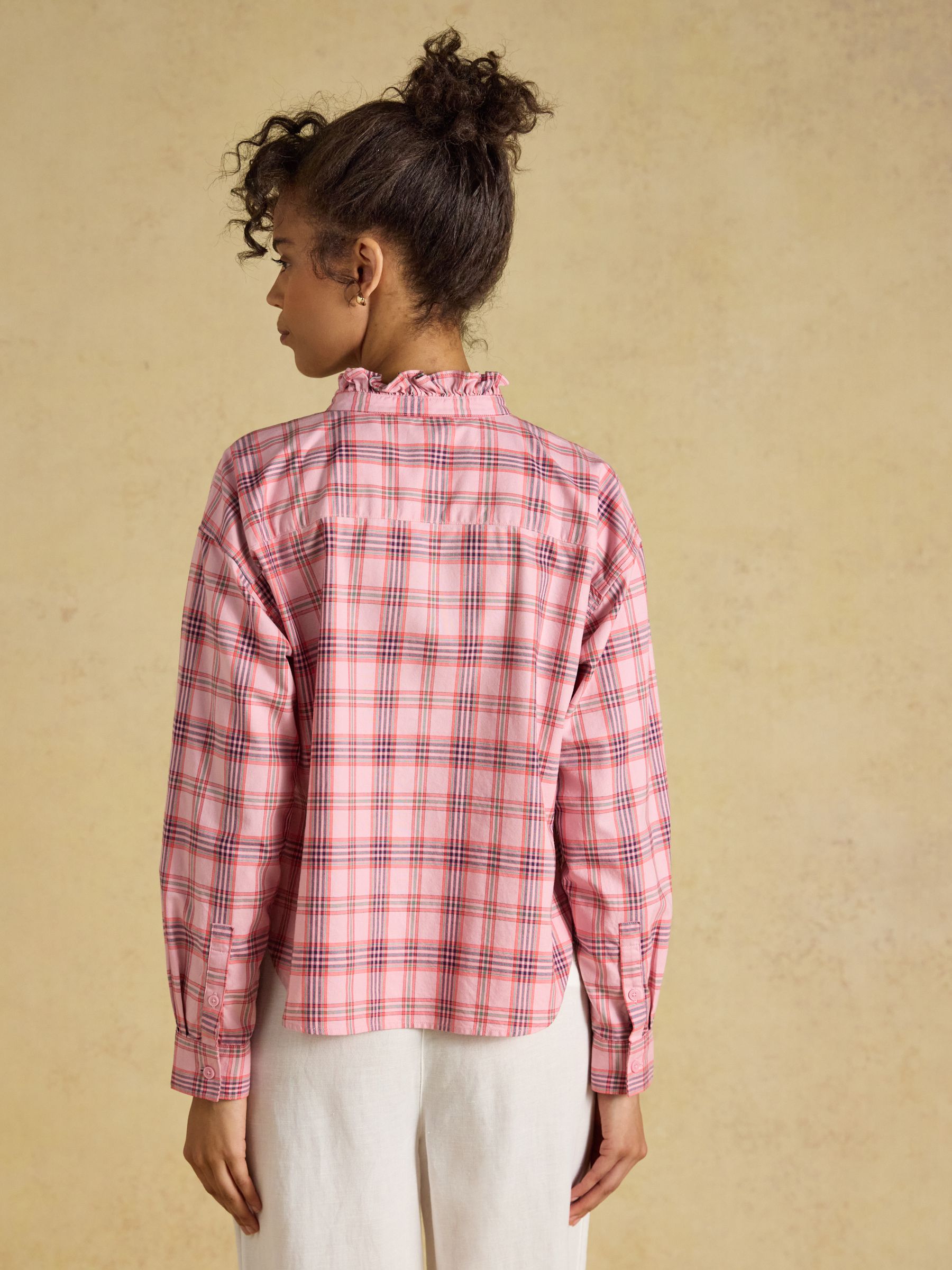 Pink Check Cropped Oxford Shirt - Image 2 of 9 Pink Check Cropped Oxford Shirt - Image 2 of 9