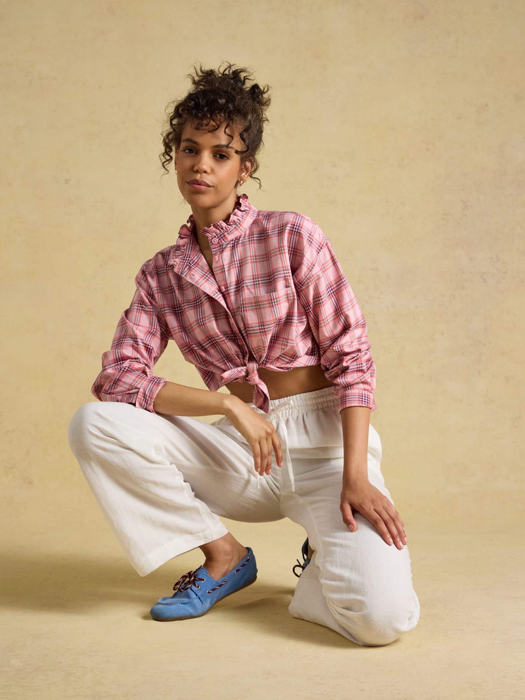 Pink Check Cropped Oxford Shirt - Image 3 of 9
