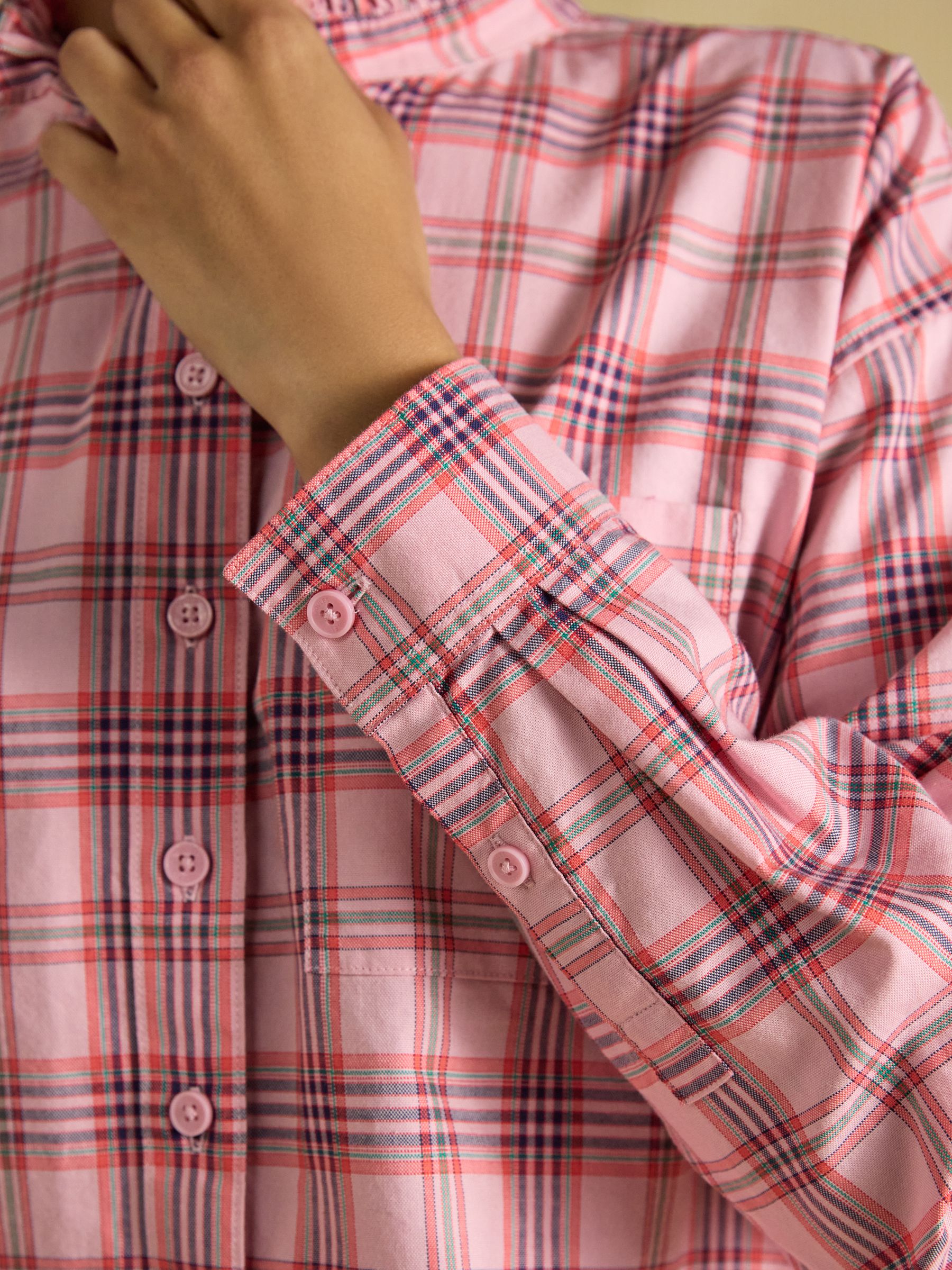 Pink Check Cropped Oxford Shirt - Image 4 of 9