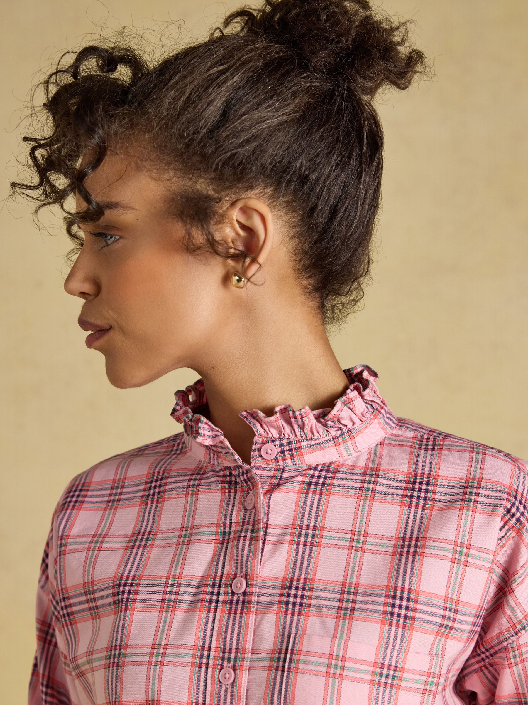 Pink Check Cropped Oxford Shirt - Image 5 of 9