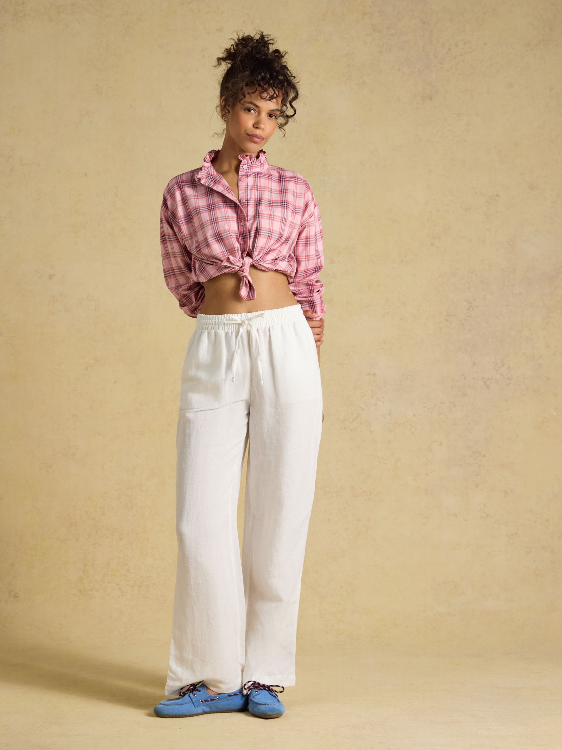 Pink Check Cropped Oxford Shirt - Image 7 of 9