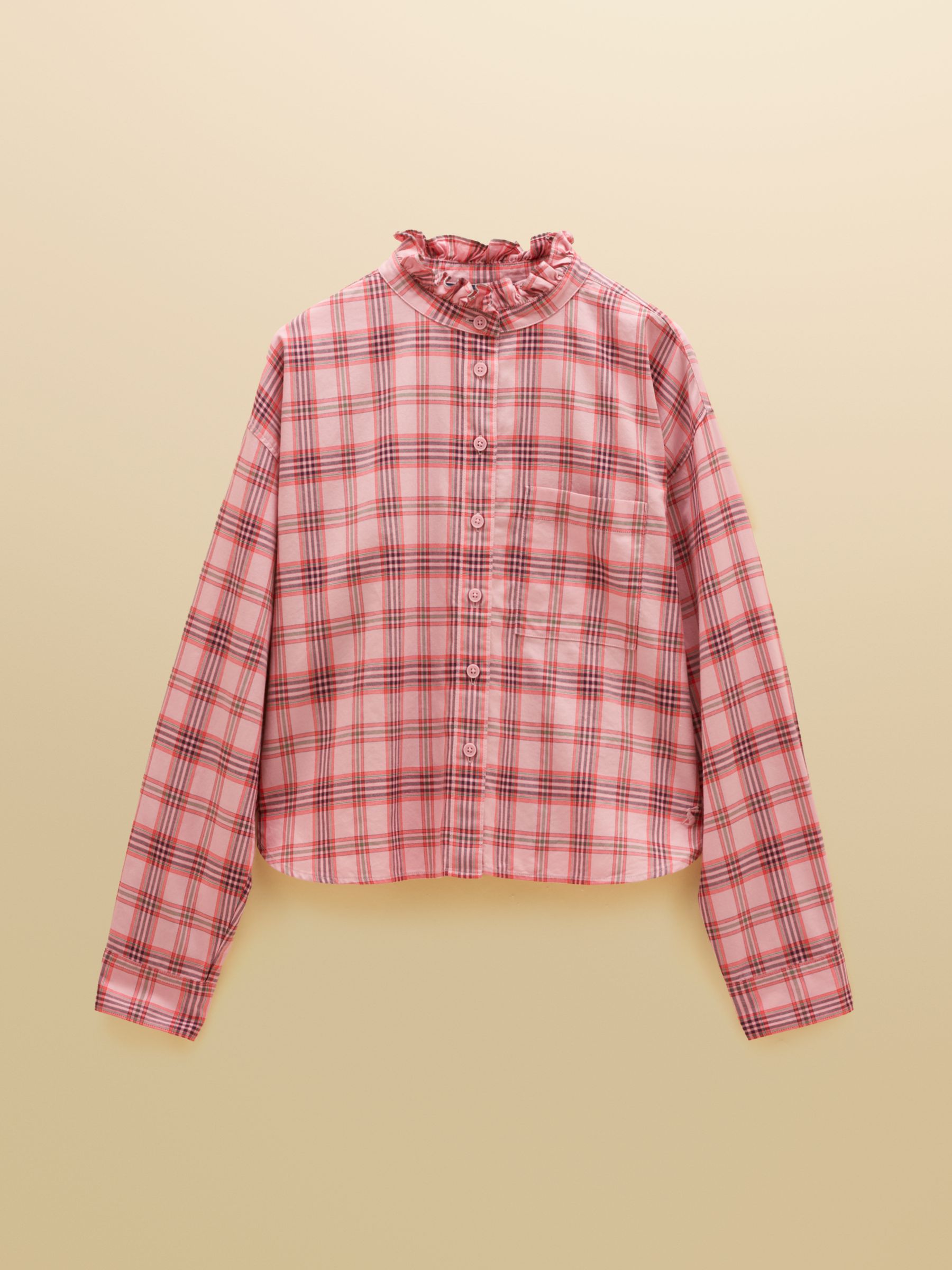 Pink Check Cropped Oxford Shirt - Image 9 of 9 Pink Check Cropped Oxford Shirt - Image 9 of 9