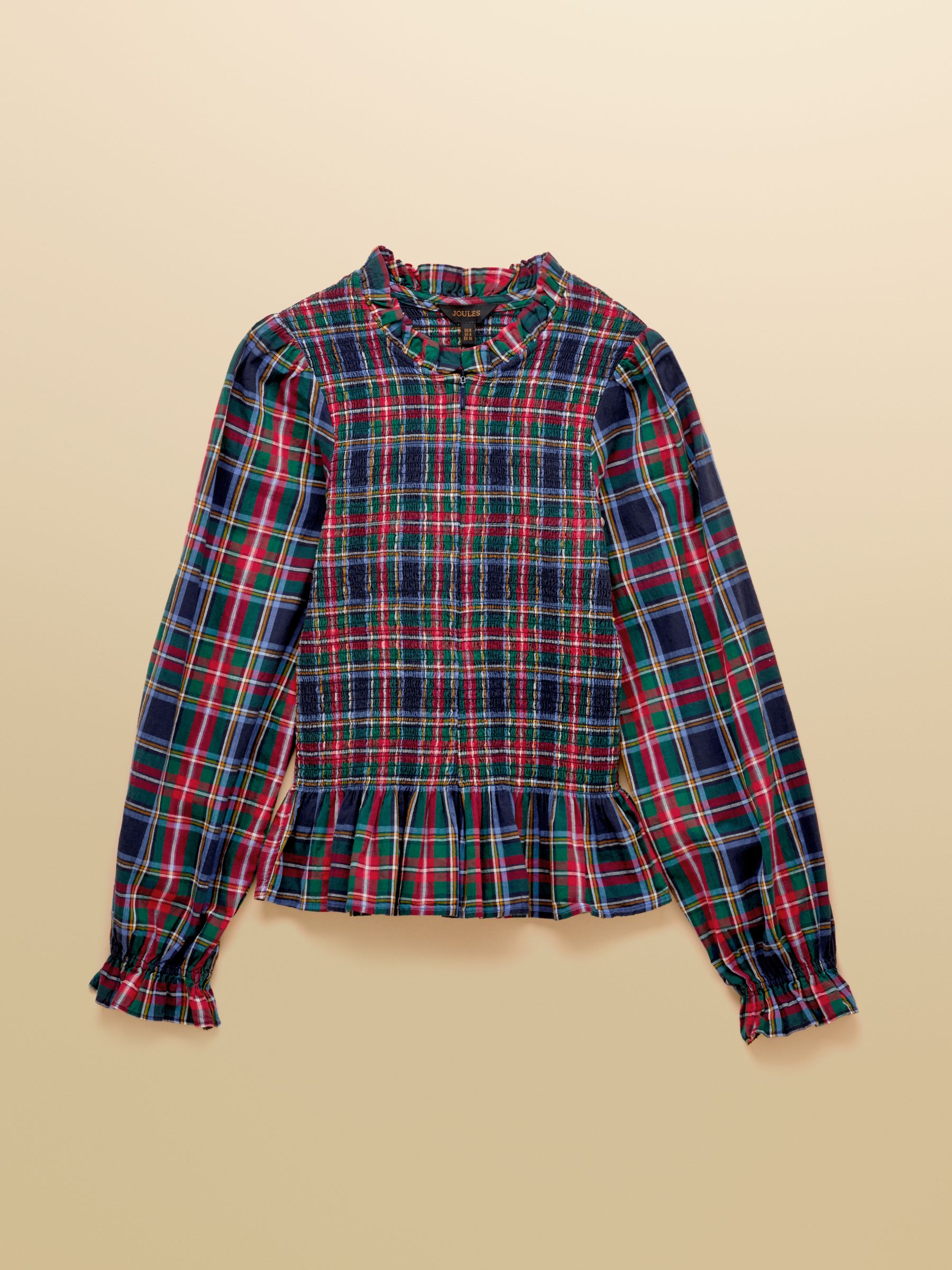Zoe Navy Check Long Sleeved Smocked Blouse - Image 8 of 8 Zoe Navy Check Long Sleeved Smocked Blouse - Image 8 of 8