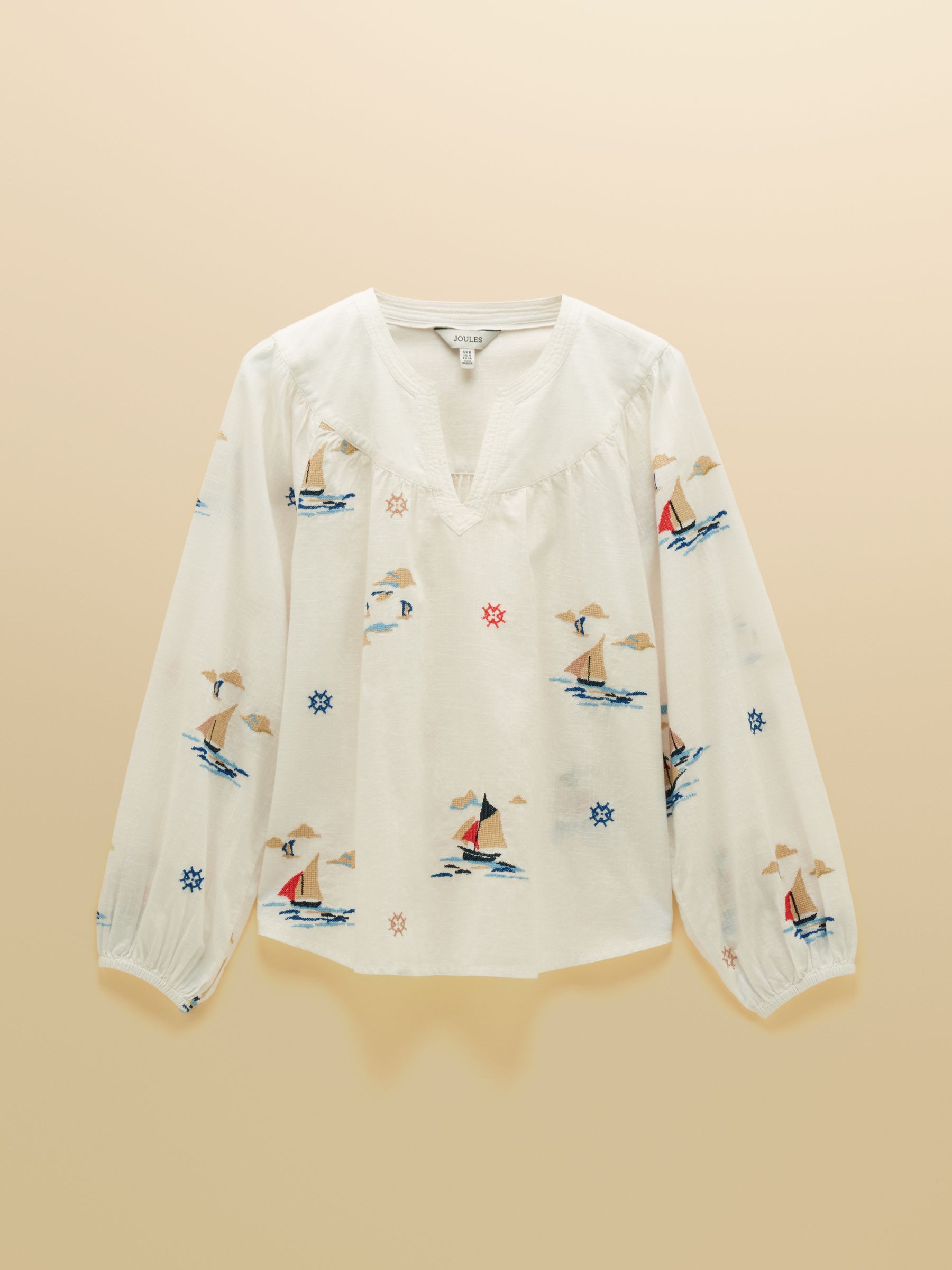 Tilda Cream Embroidered V Neck Popover Long Sleeve Blouse - Image 7 of 7 Tilda Cream Embroidered V Neck Popover Long Sleeve Blouse - Image 7 of 7