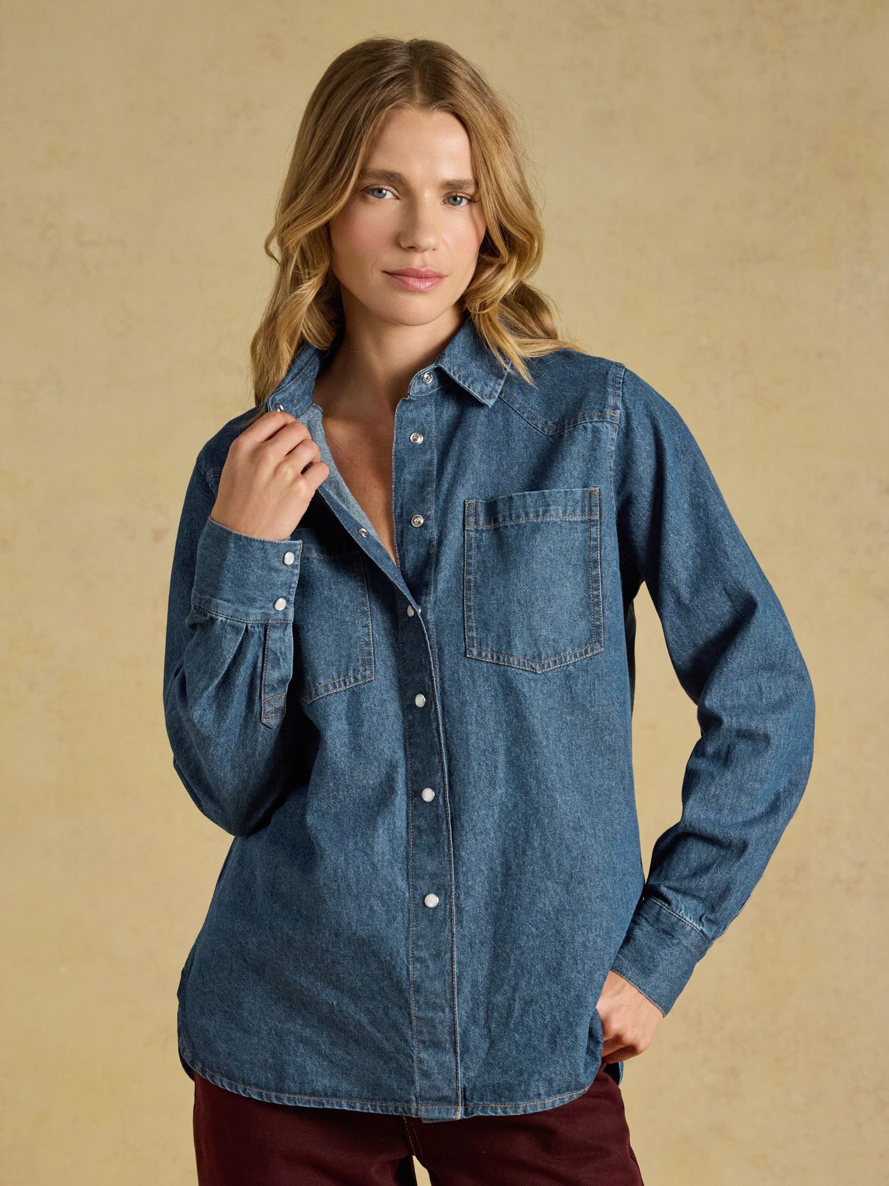 Denim Blue Relaxed Fit Shirt - Image 1 of 7 Denim Blue Relaxed Fit Shirt - Image 1 of 7