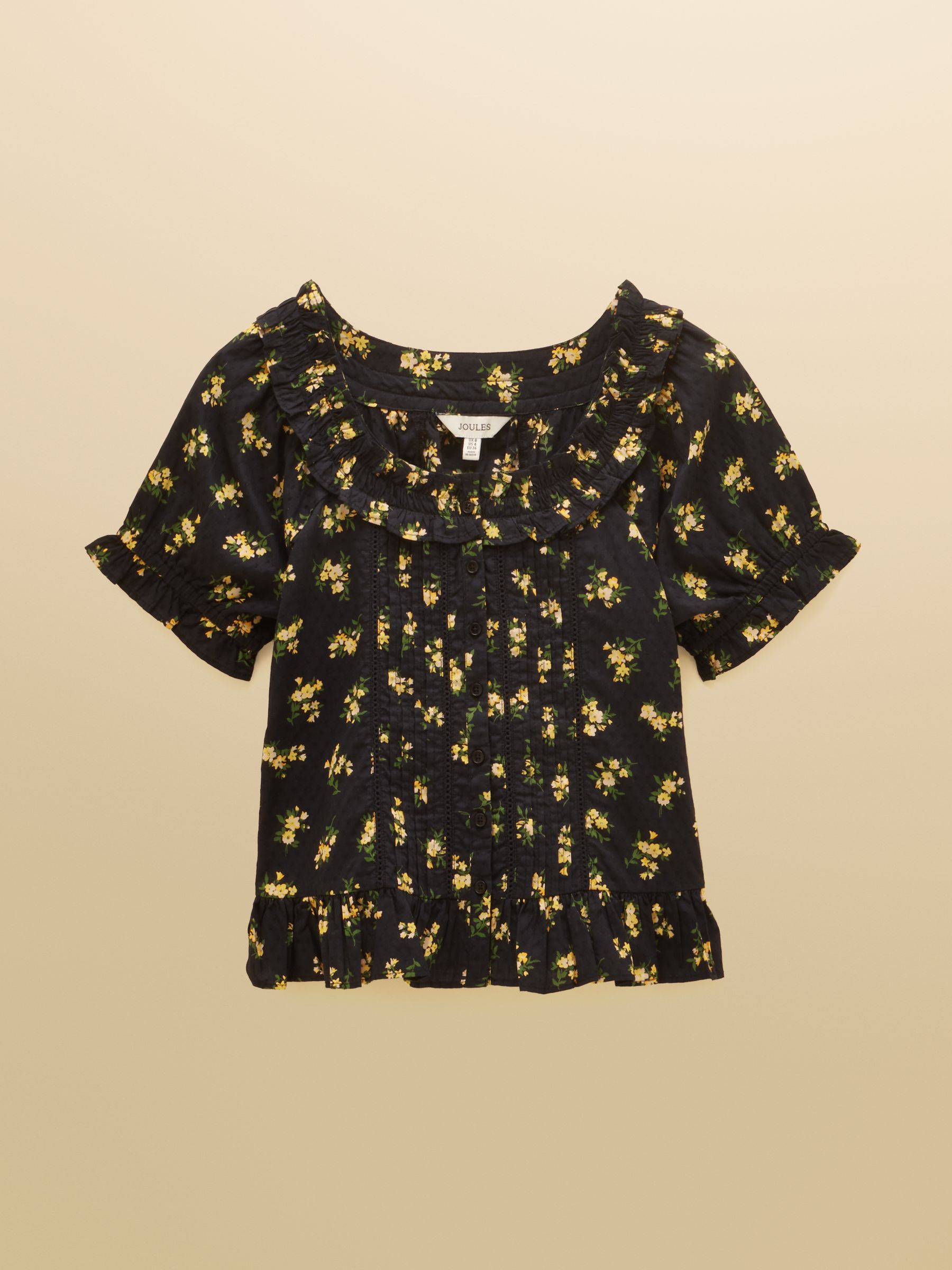 Lillie Black Floral Frill Neck Blouse - Image 7 of 7