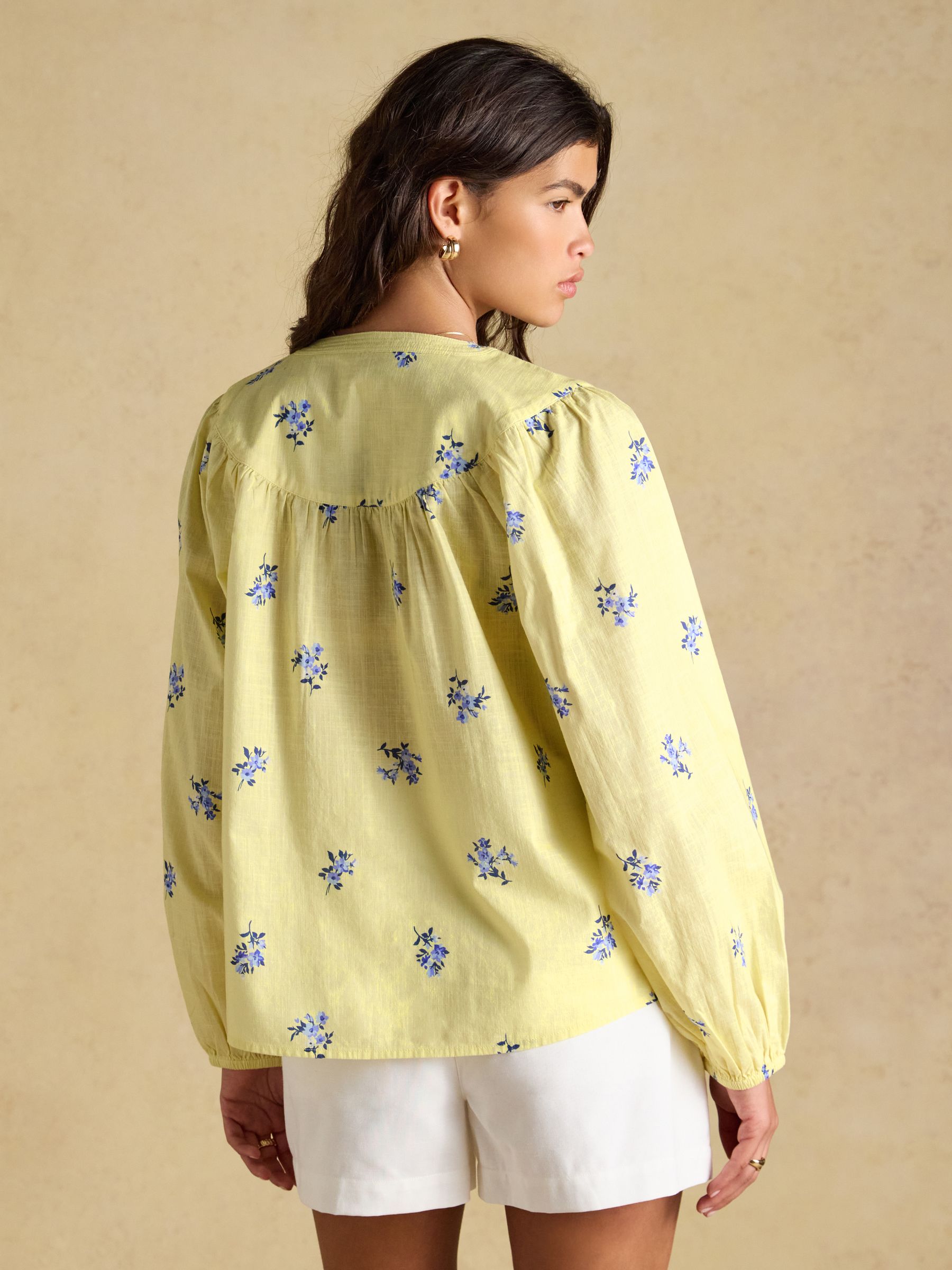 Tilda Yellow Floral V Neck Popover Long Sleeve Blouse - Image 2 of 7