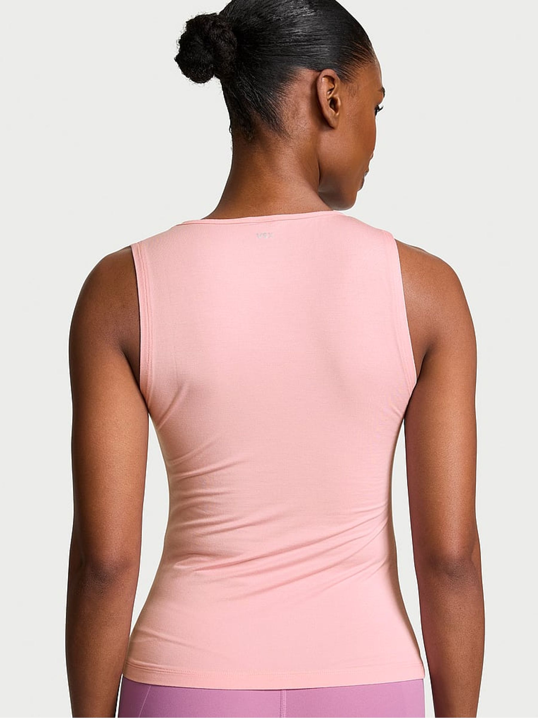 Dusk Pink Drapey Knit Ruched Tank Top - Image 2 of 2