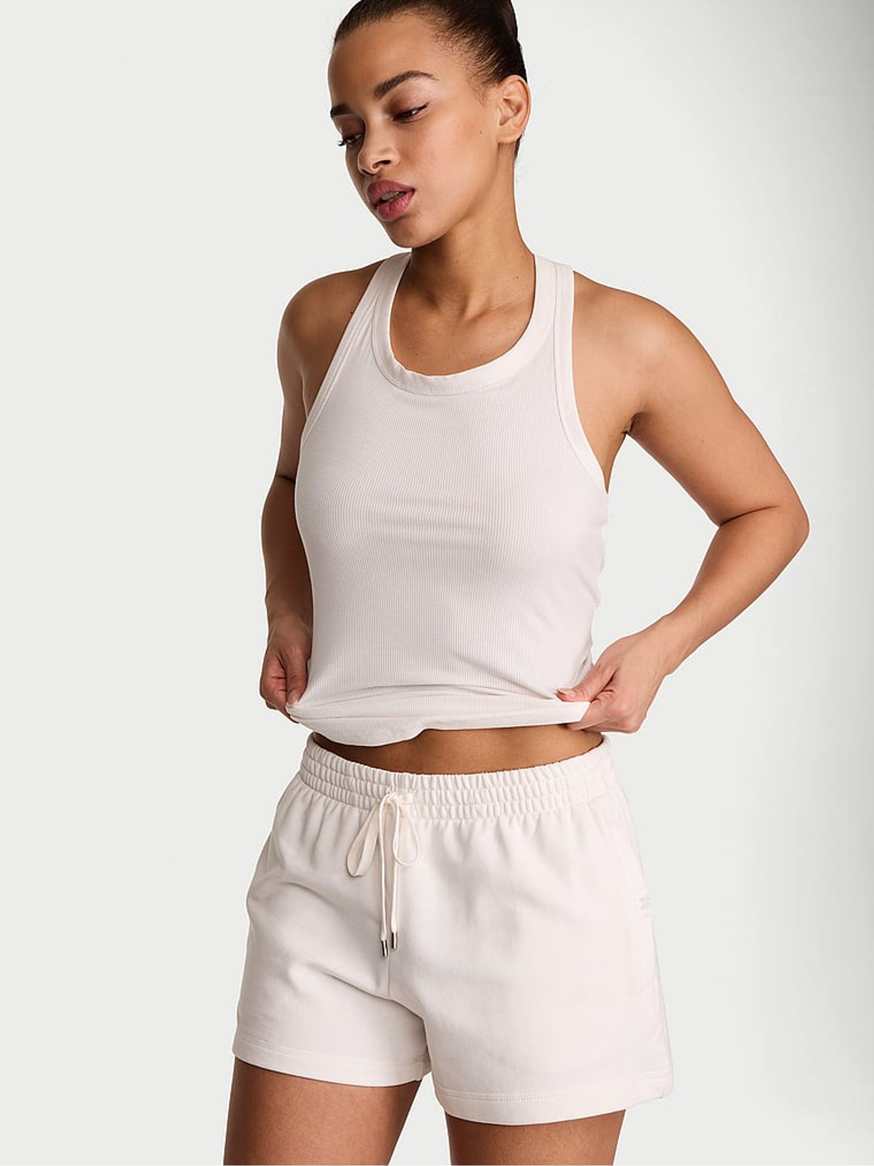 Coconut White Terry Shorts - Image 1 of 2