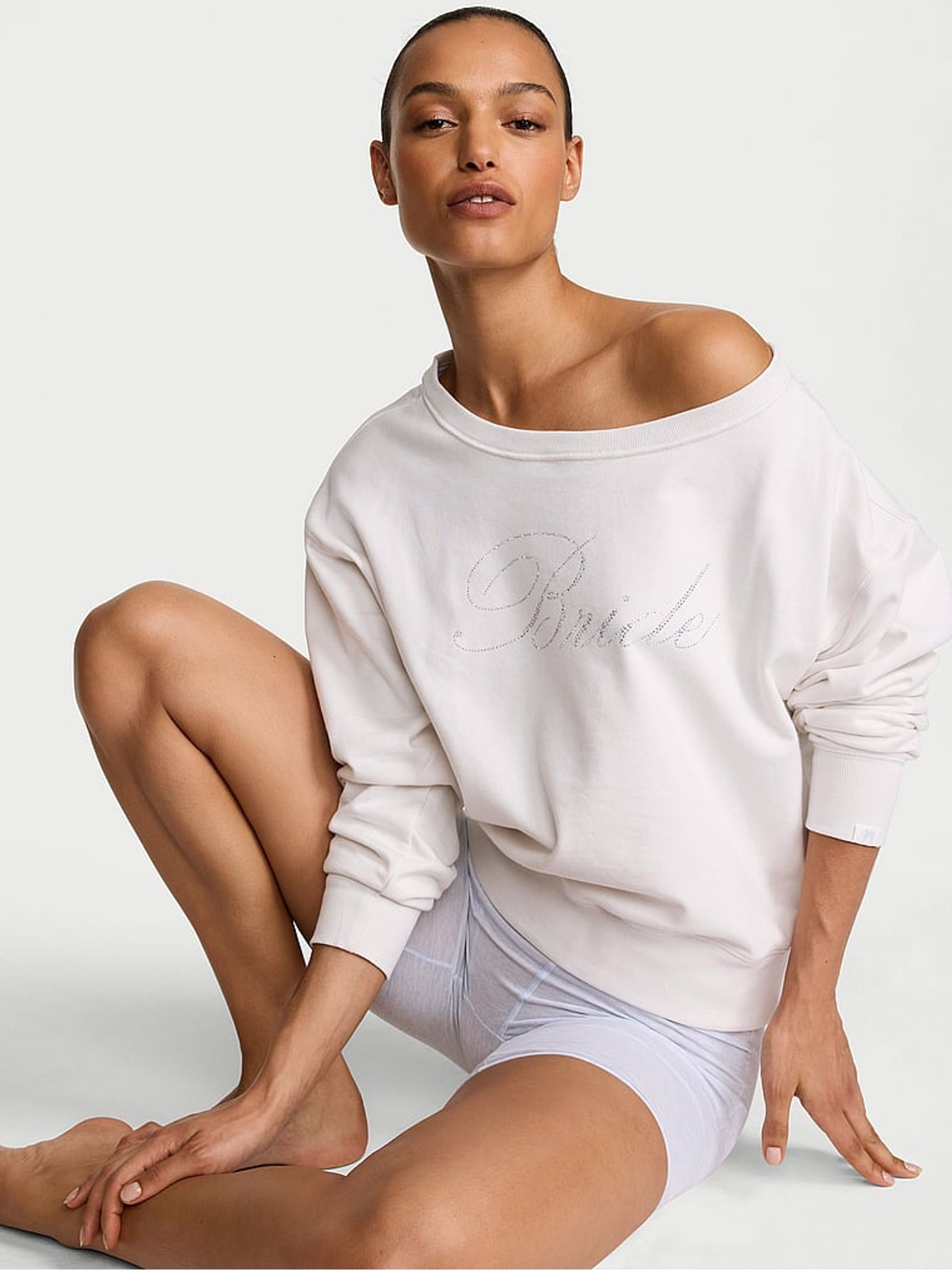 Coconut White Bridal Terry Boatneck Sweatshirt - Image 1 of 2