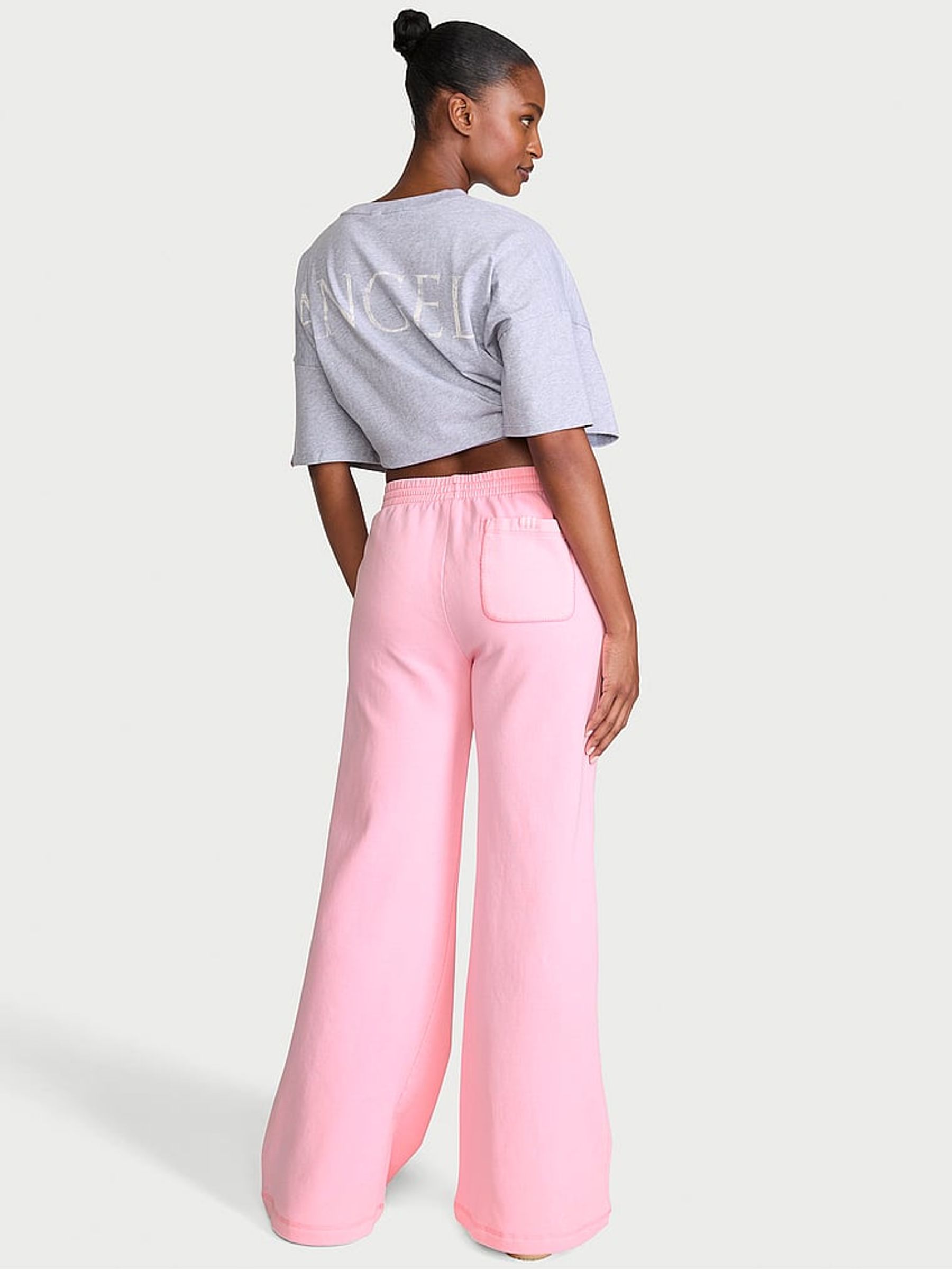 Victoria Pink Fleece Wide Leg Joggers - Image 2 of 2 Victoria Pink Fleece Wide Leg Joggers - Image 2 of 2