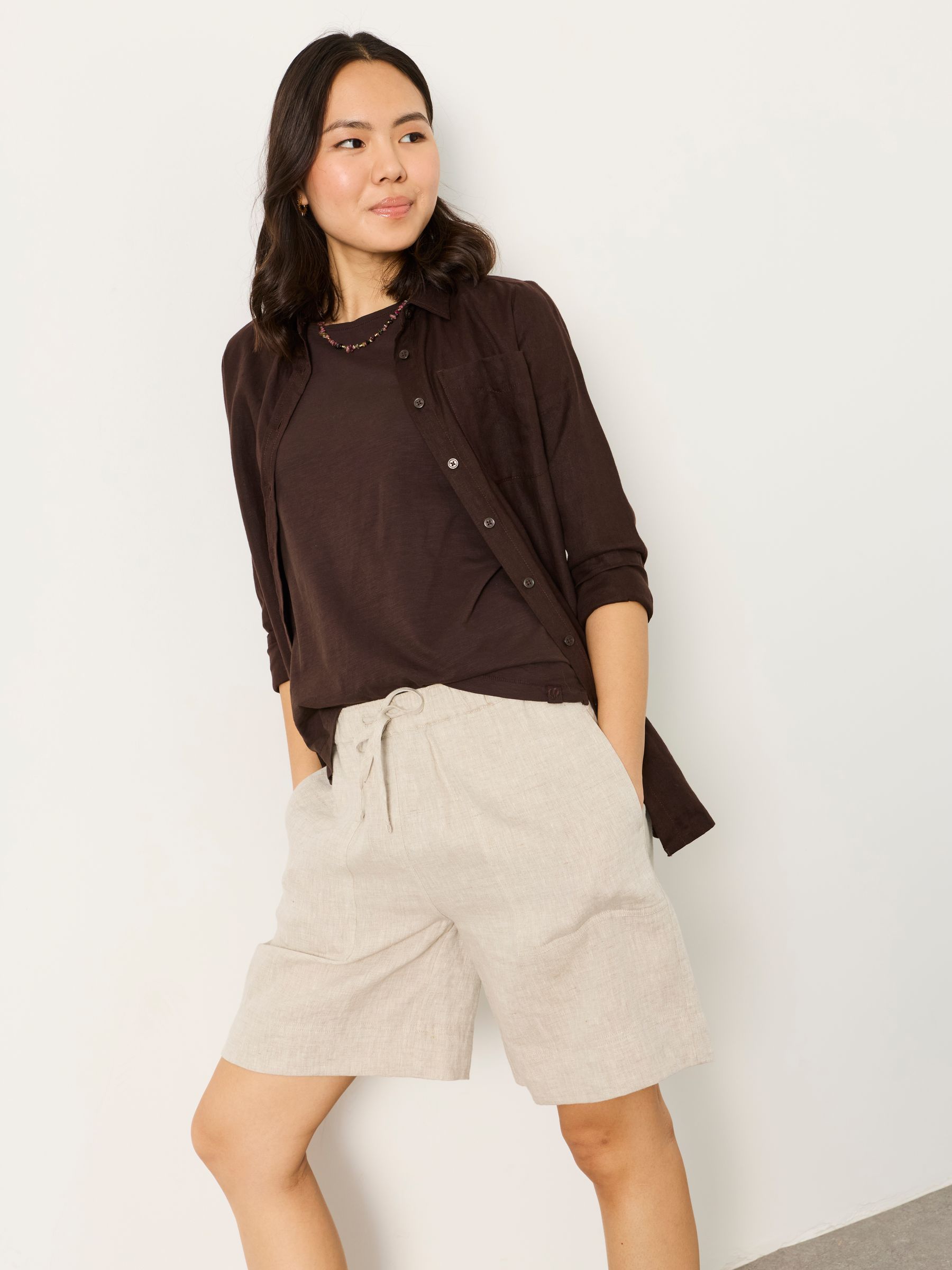 Amberly Stone Linen Shorts - Image 4 of 6