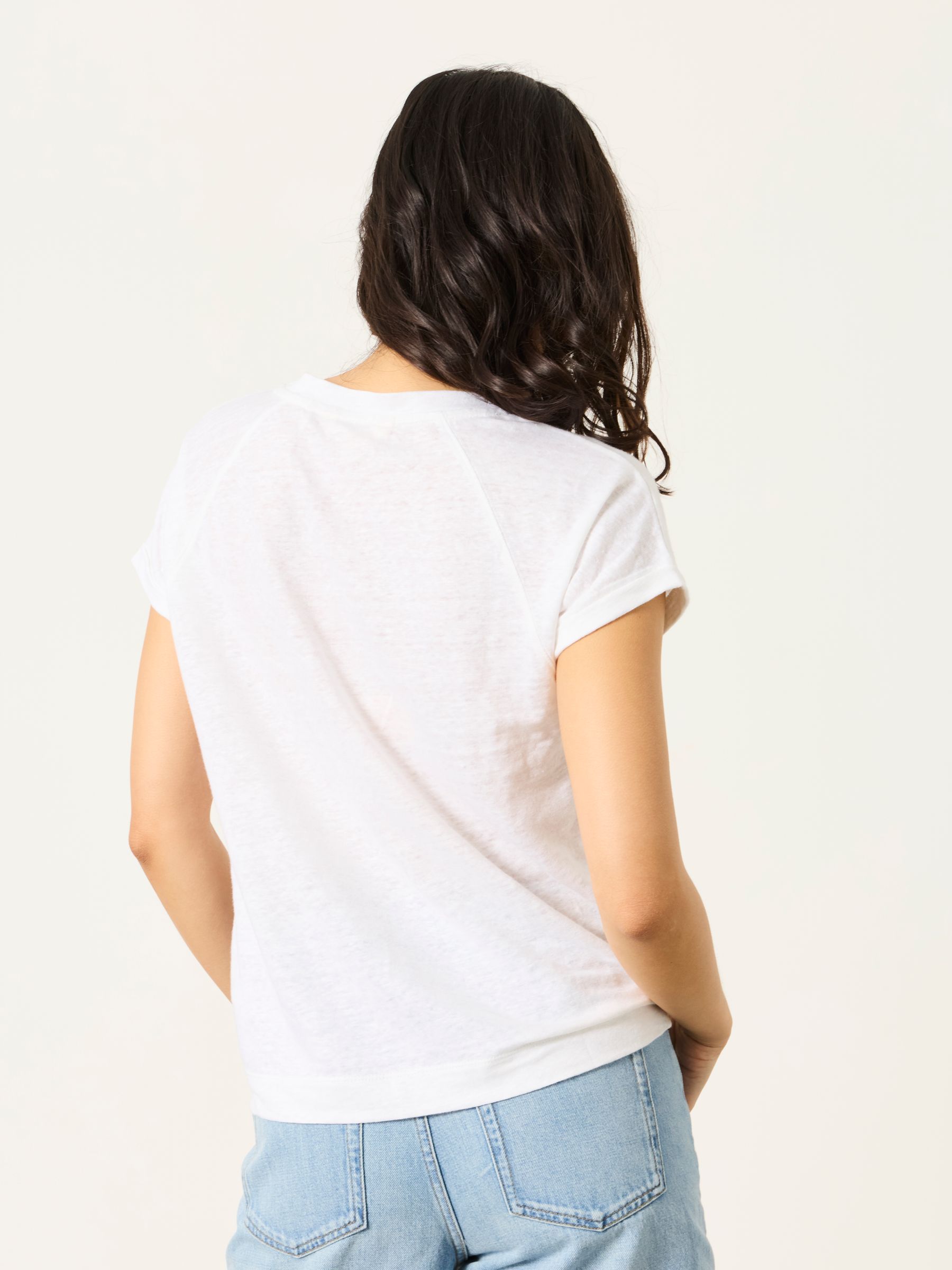 Lauren White Linen V Neck T Shirt - Image 2 of 6