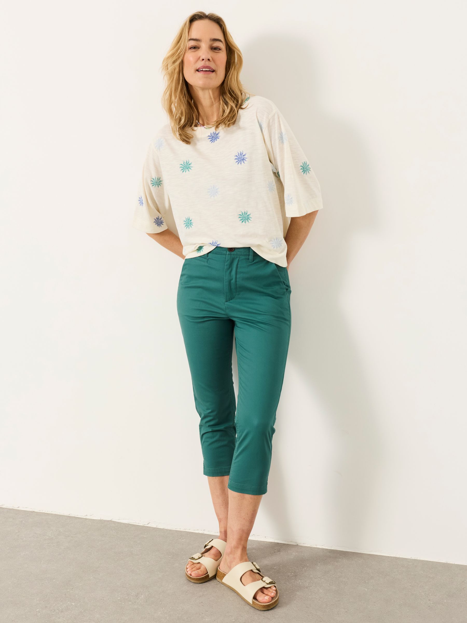 Teal Blue Farnham Teal Blue Crop Chino - Image 2 of 7