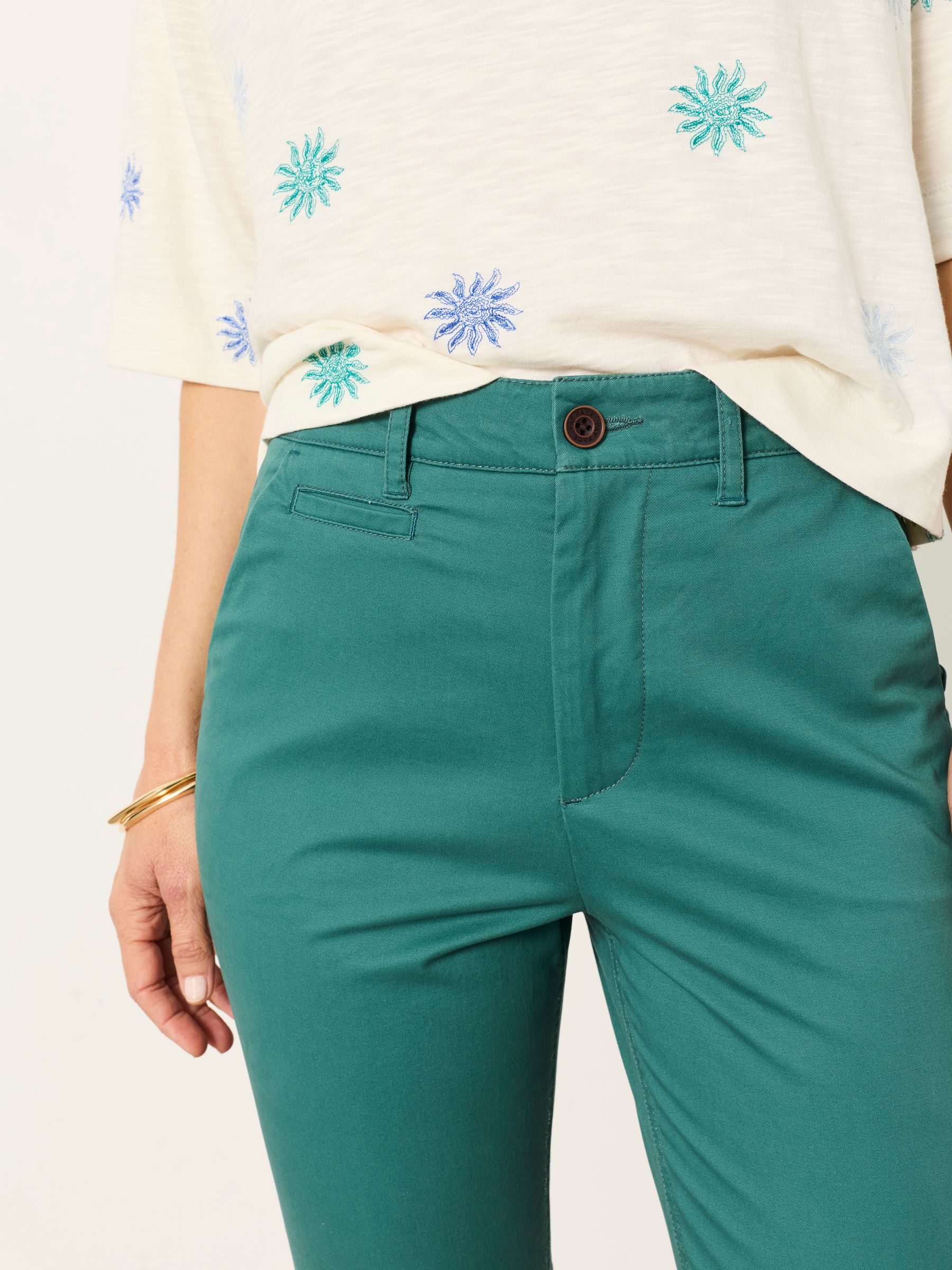 Teal Blue Farnham Teal Blue Crop Chino - Image 3 of 7