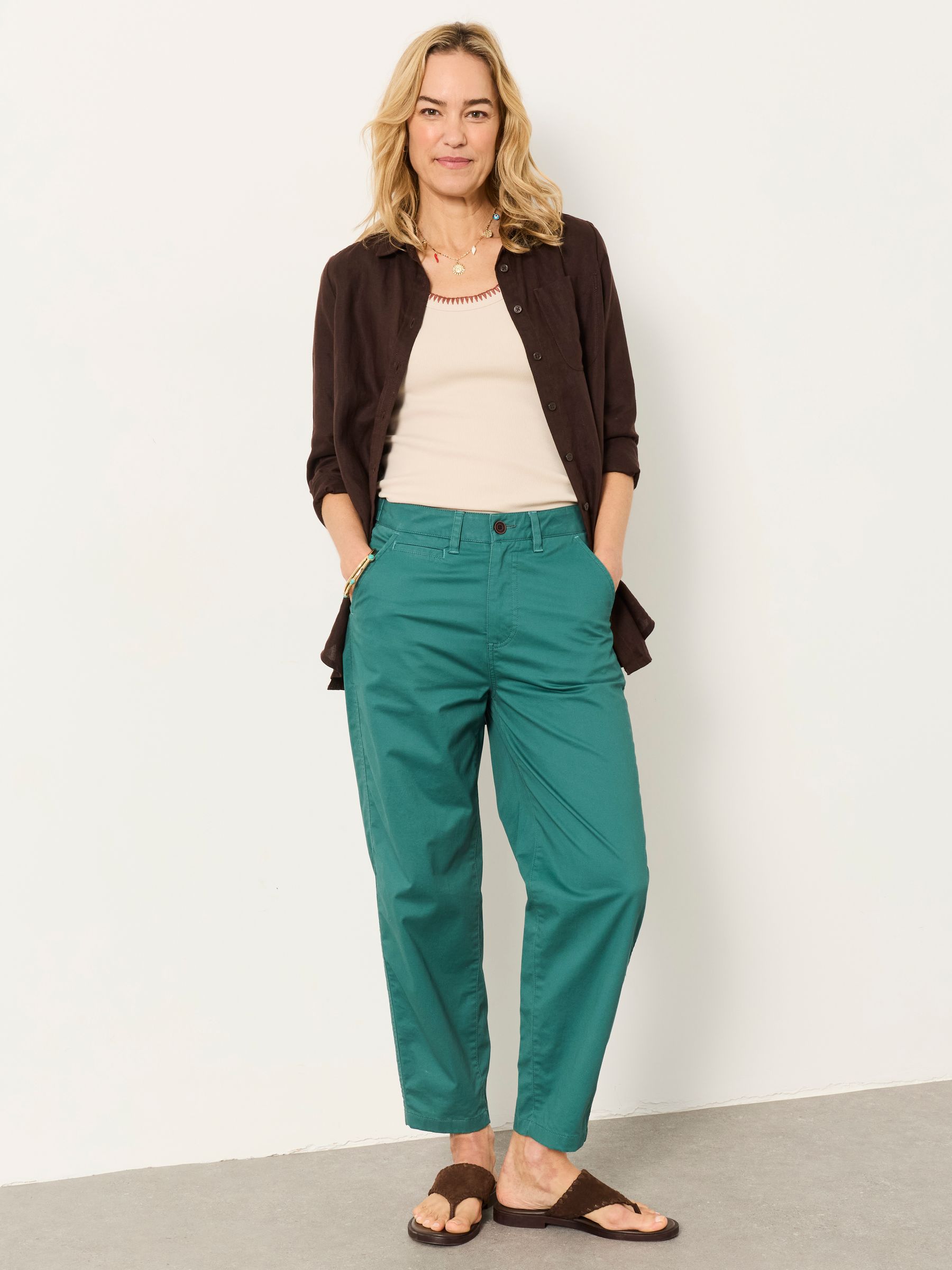 Blazey Teal Blue Tapered Chino Trousers - Image 2 of 6